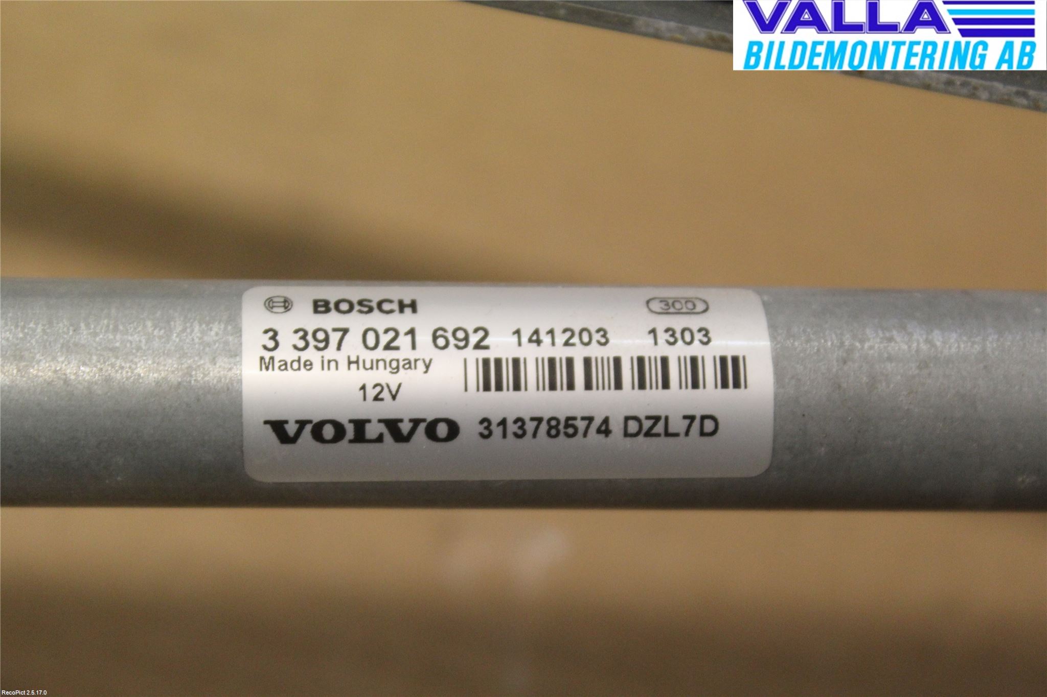 Volvo V40 12-19 Torkarmekanism Vindruta