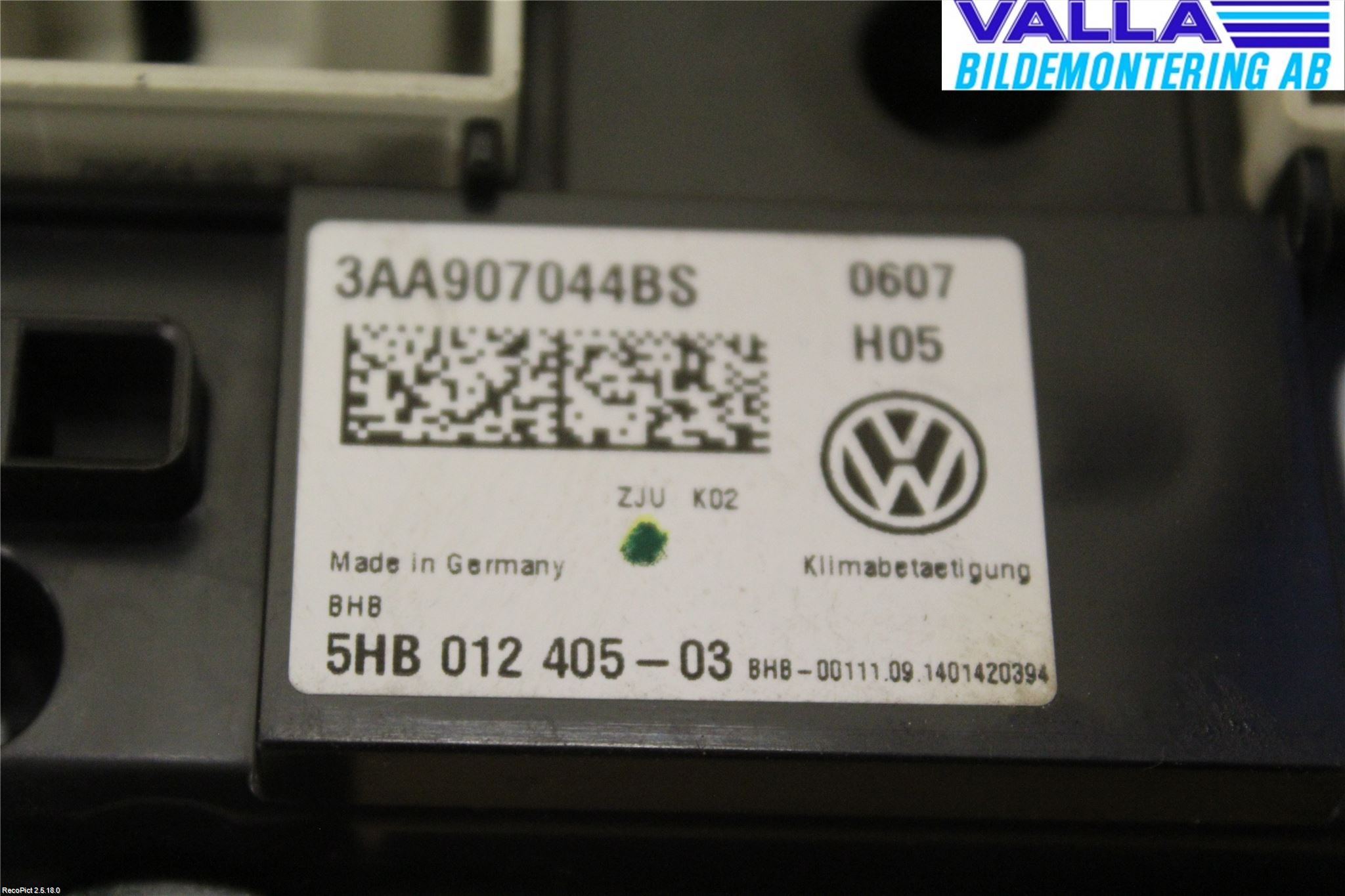 Volkswagen VW PASSAT 11-14 Värmereglage