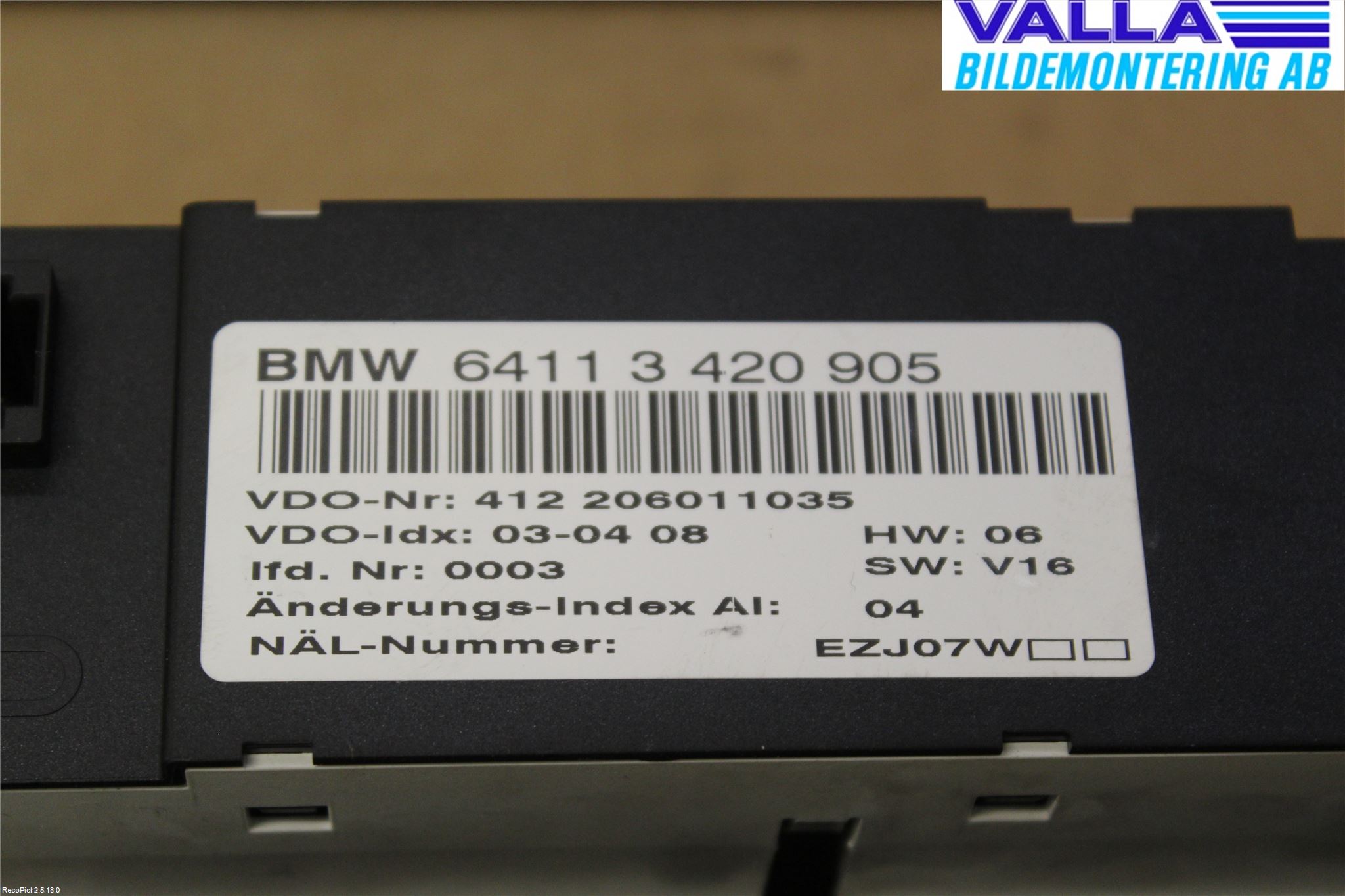 BMW X3 E83     03-10 Värmereglage