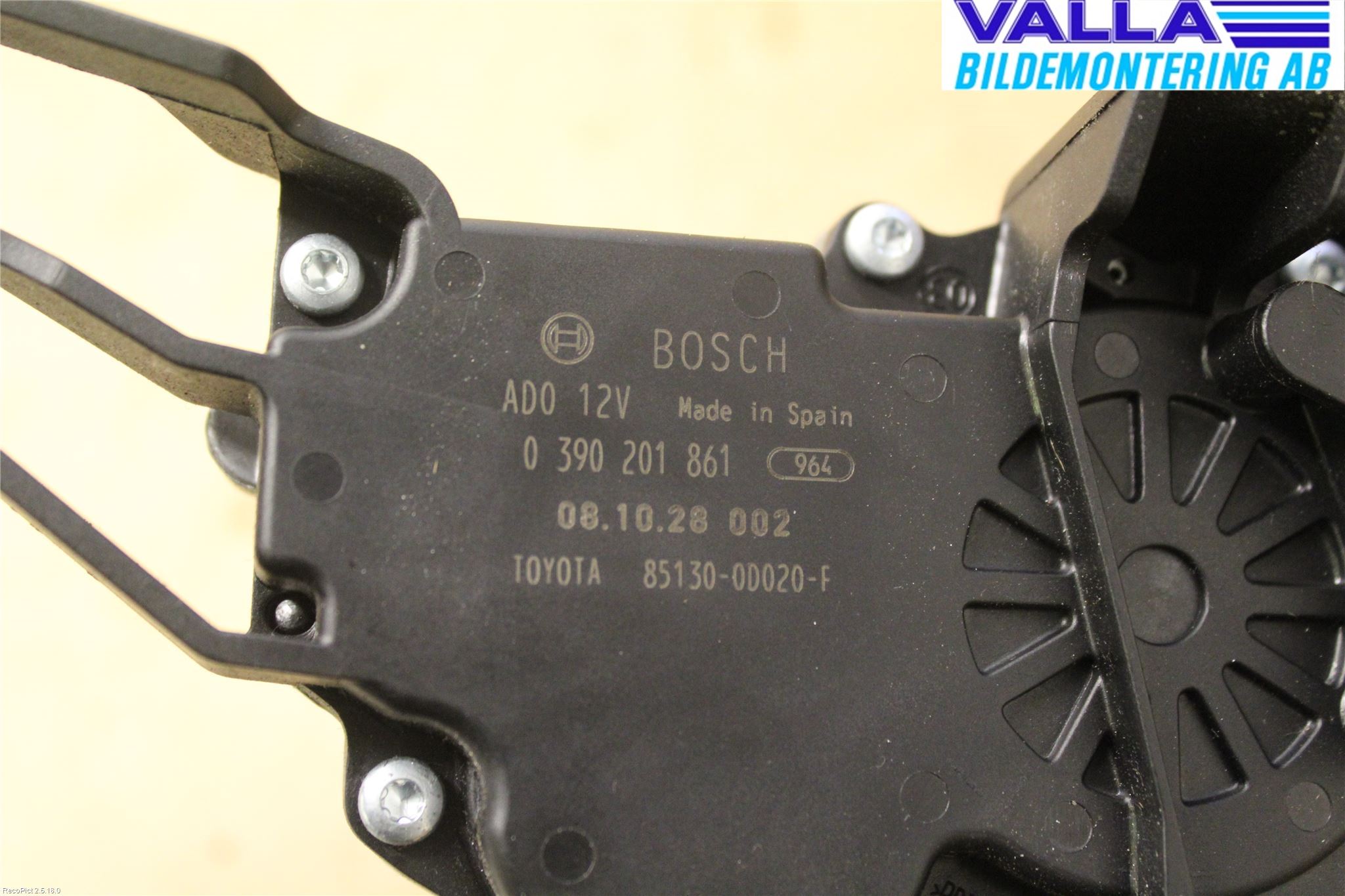 Toyota YARIS XP90 06-11 Torkarmotor Baklucka