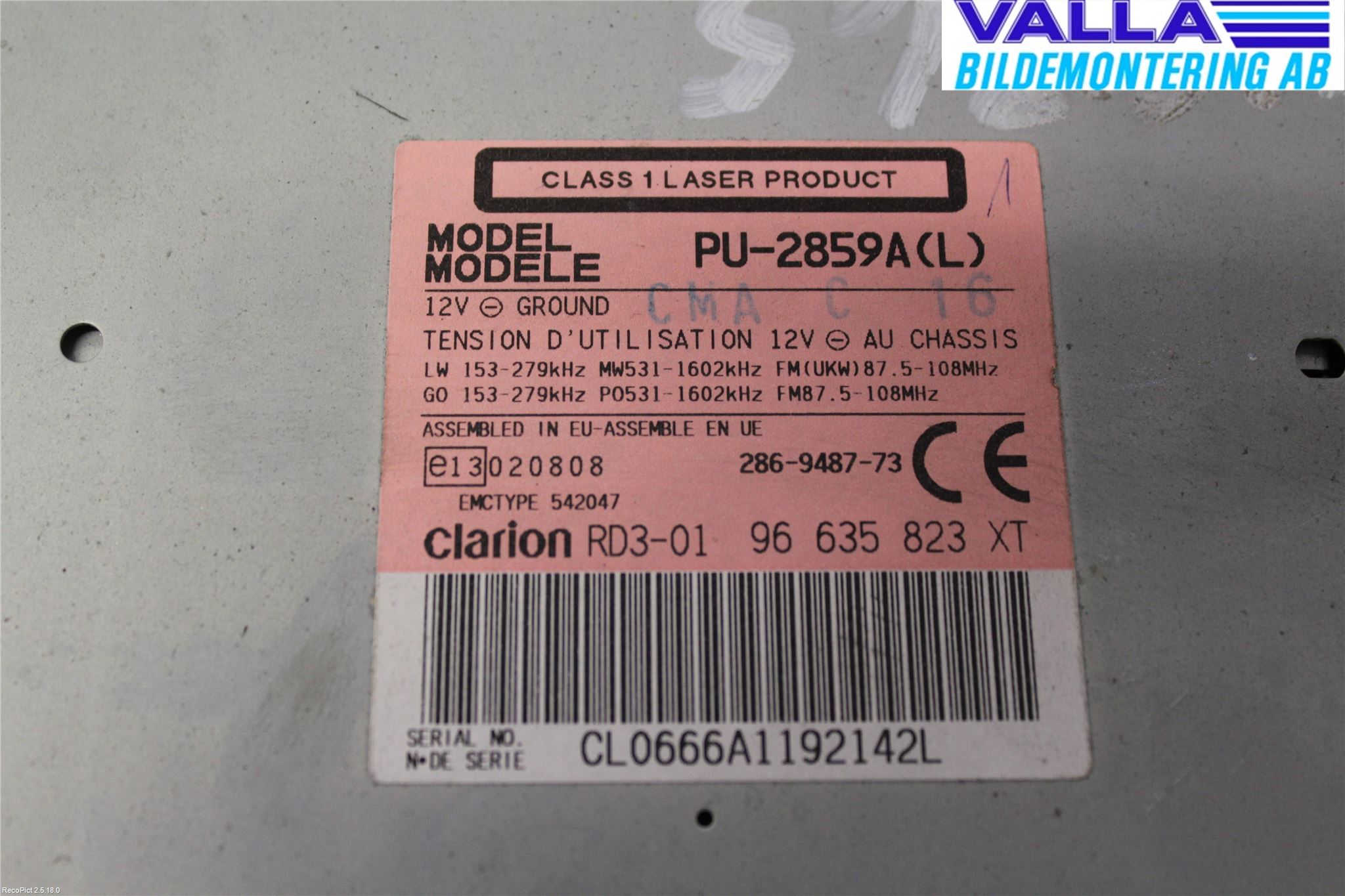 Peugeot 206+ 10-13 Cd Radio - Multimediapanel