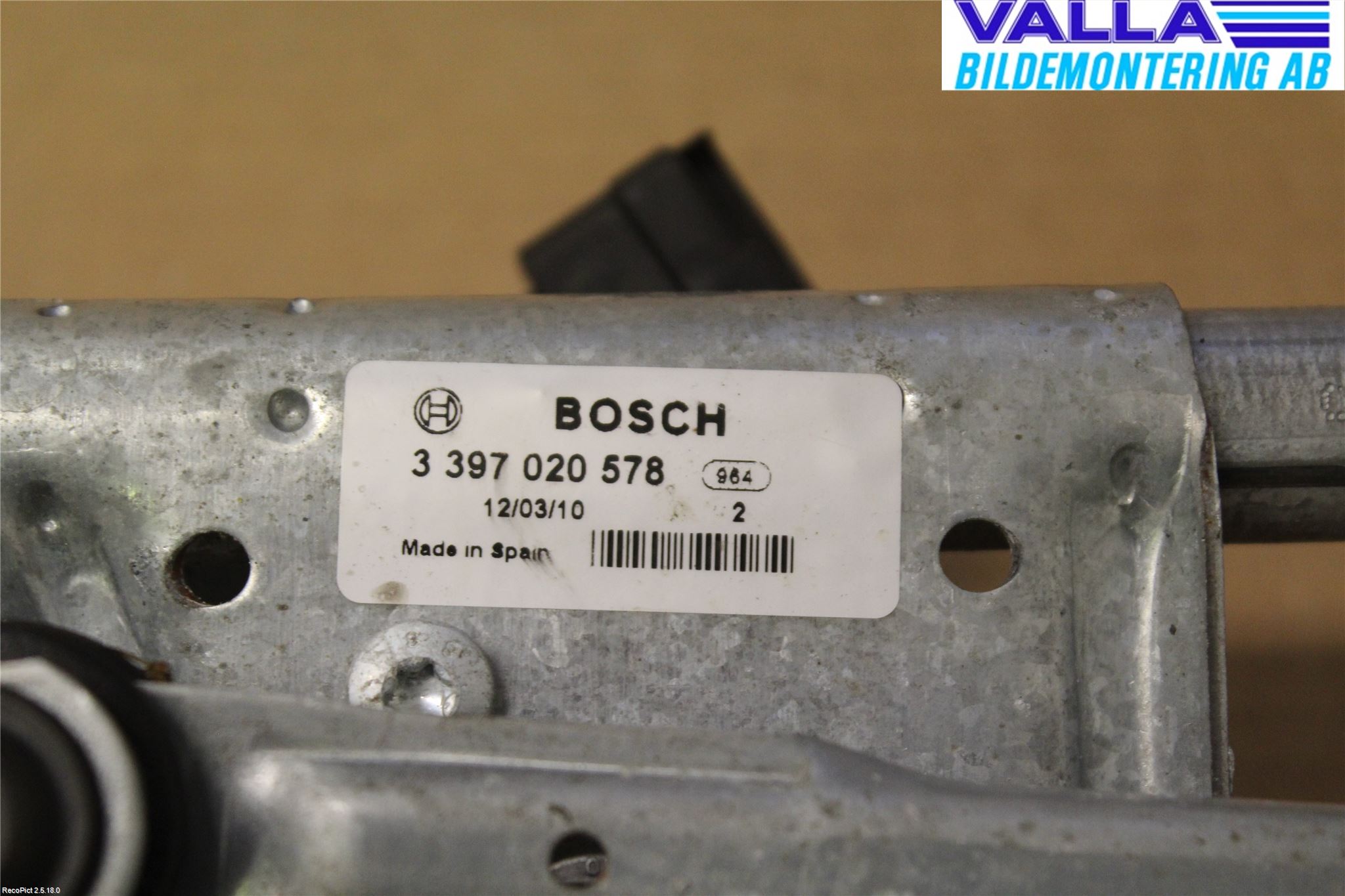 Peugeot 206+ 10-13 Torkarmekanism Vindruta