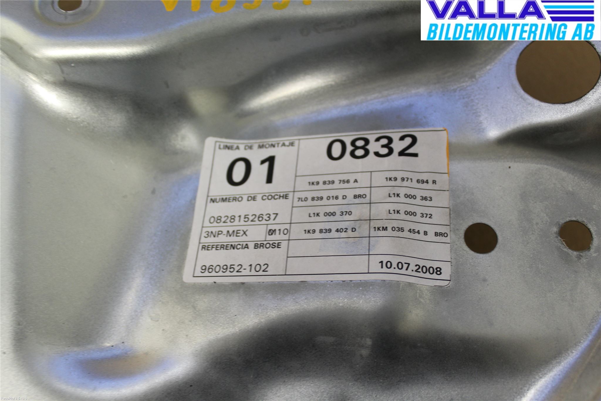 Volkswagen VW GOLF V 04-09 Fönsterhiss El Kompl