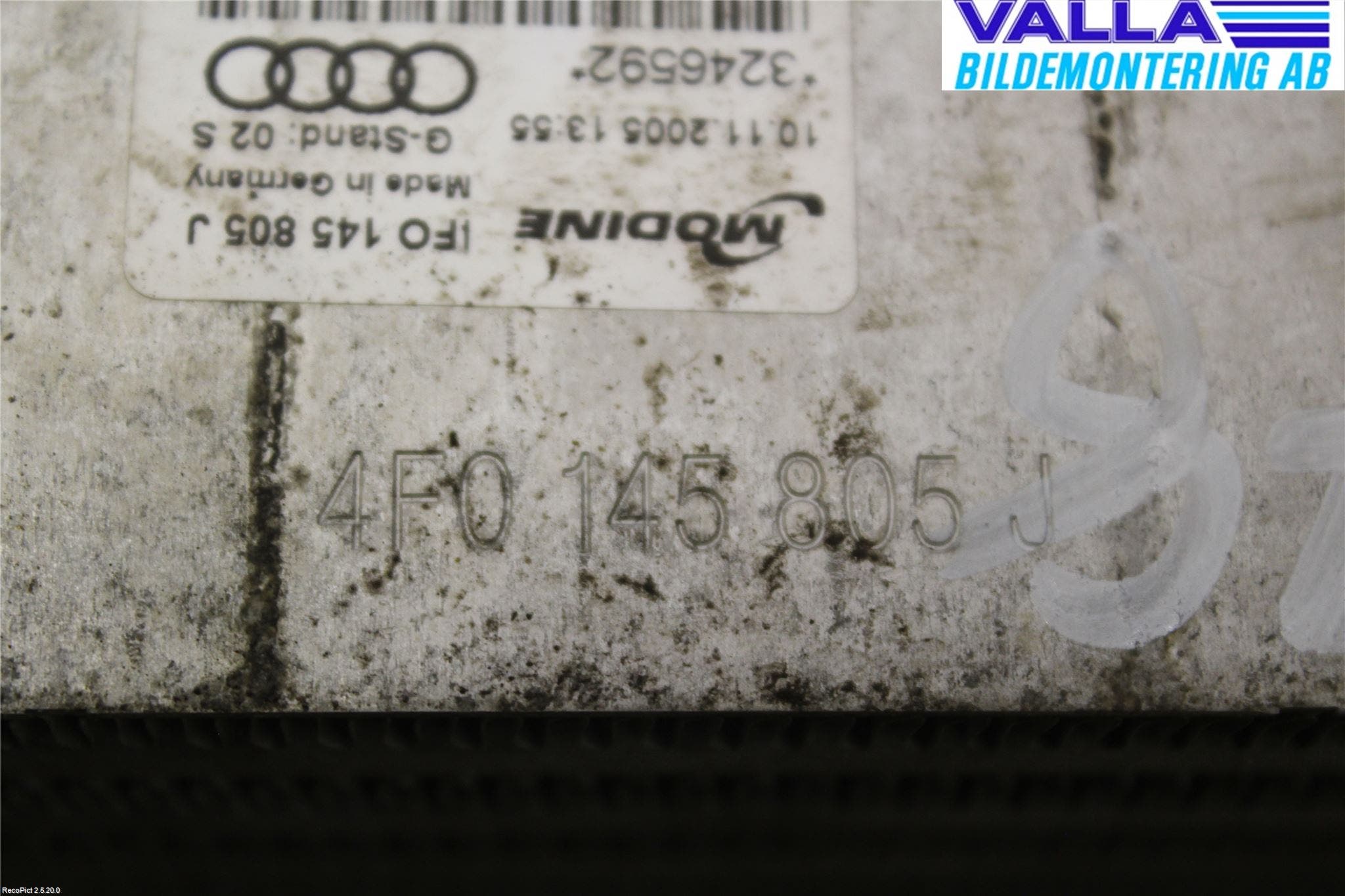 Audi A6/S6 05-11 Laddluft-Intercooler Kyl