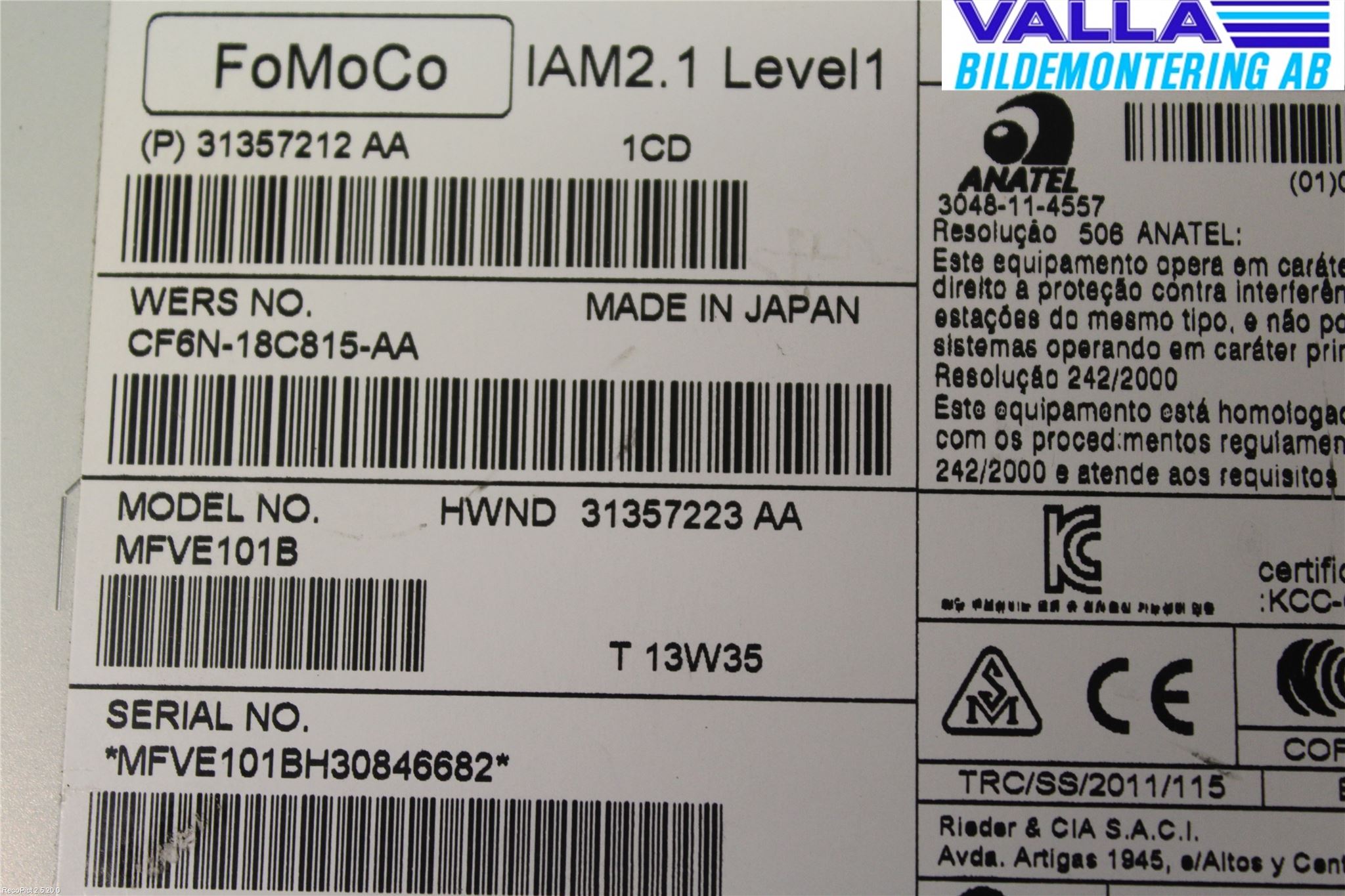 Volvo XC60 14-17 Cd Radio - Multimediapanel