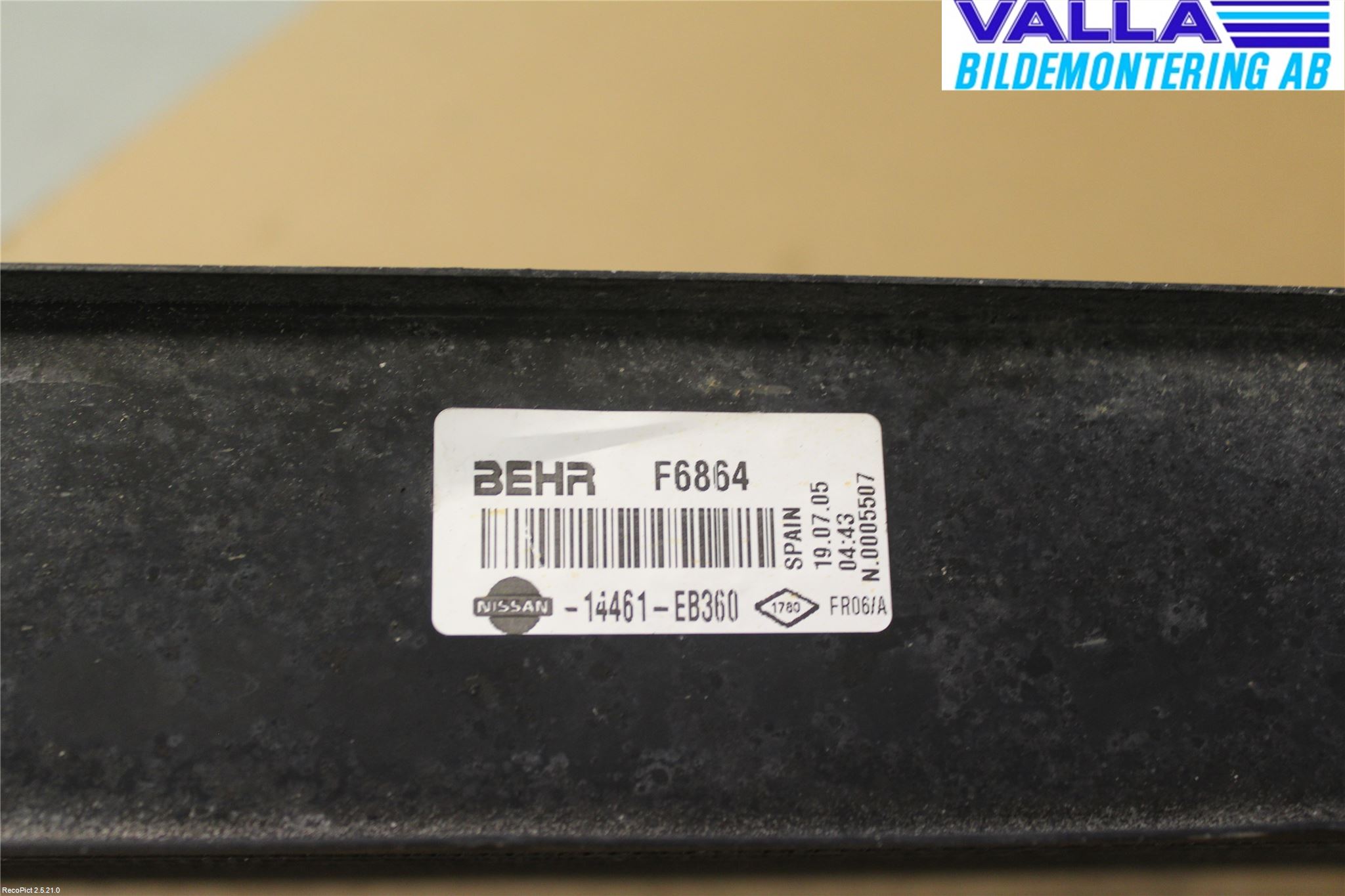 Nissan NAVARA 05-16 Laddluft-Intercooler Kyl