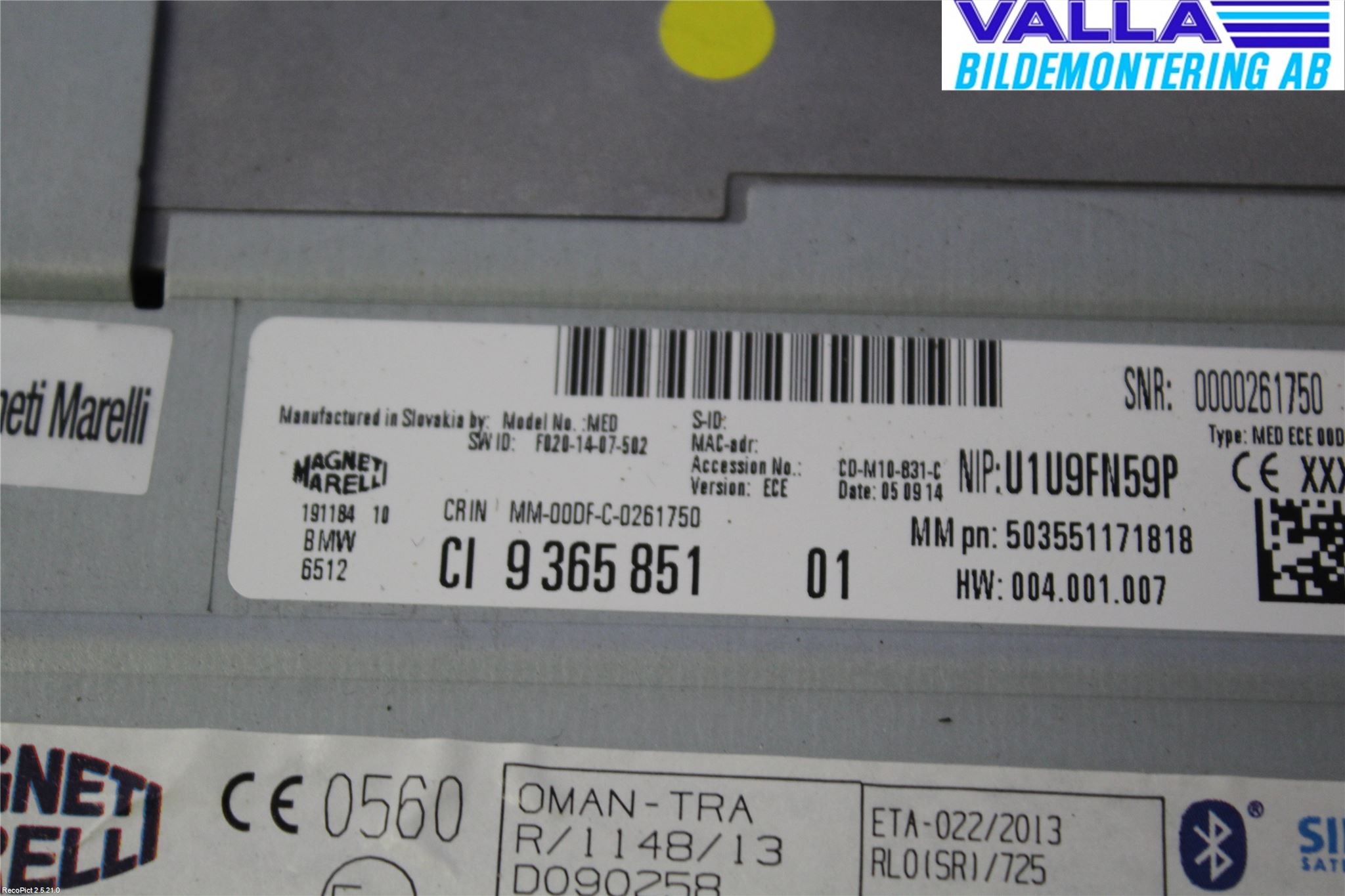 BMW 3 F30/F31/F80 12-19 Cd Radio - Multimediapanel
