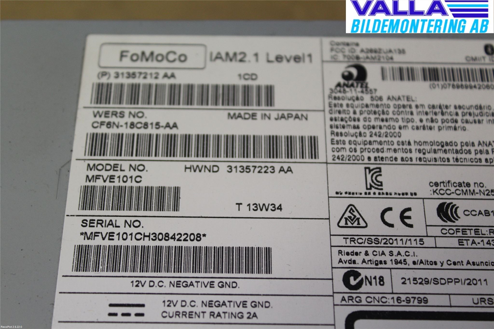 Volvo V60 14-18 Cd Radio - Multimediapanel