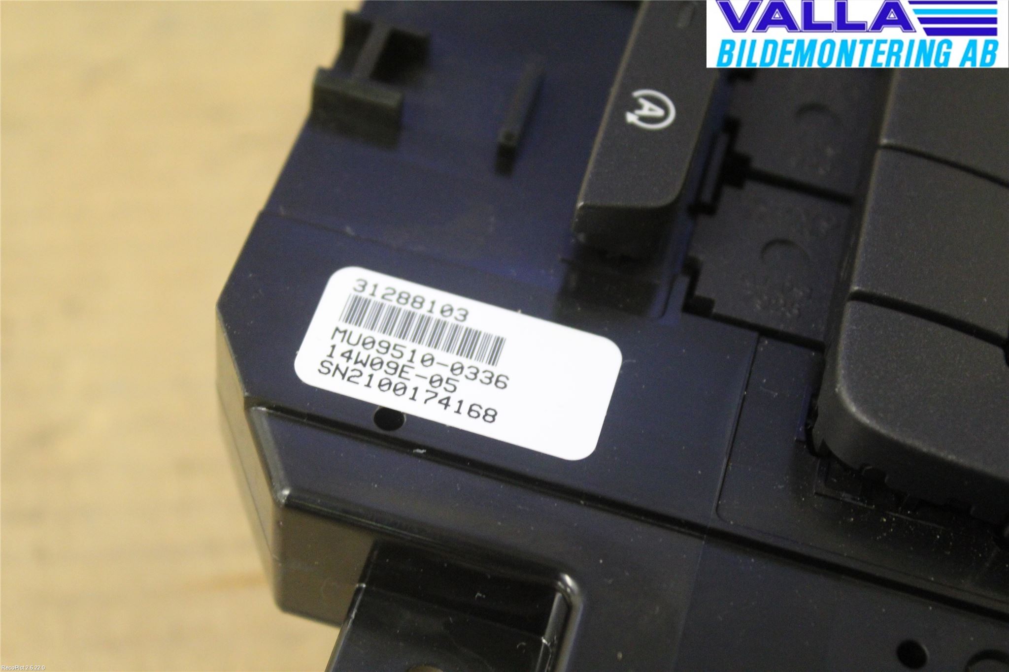 Volvo V40 12-19 Värmereglage