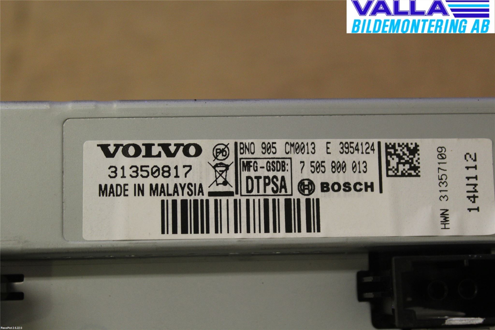 Volvo V40 12-19 Multifunktionsdisplay