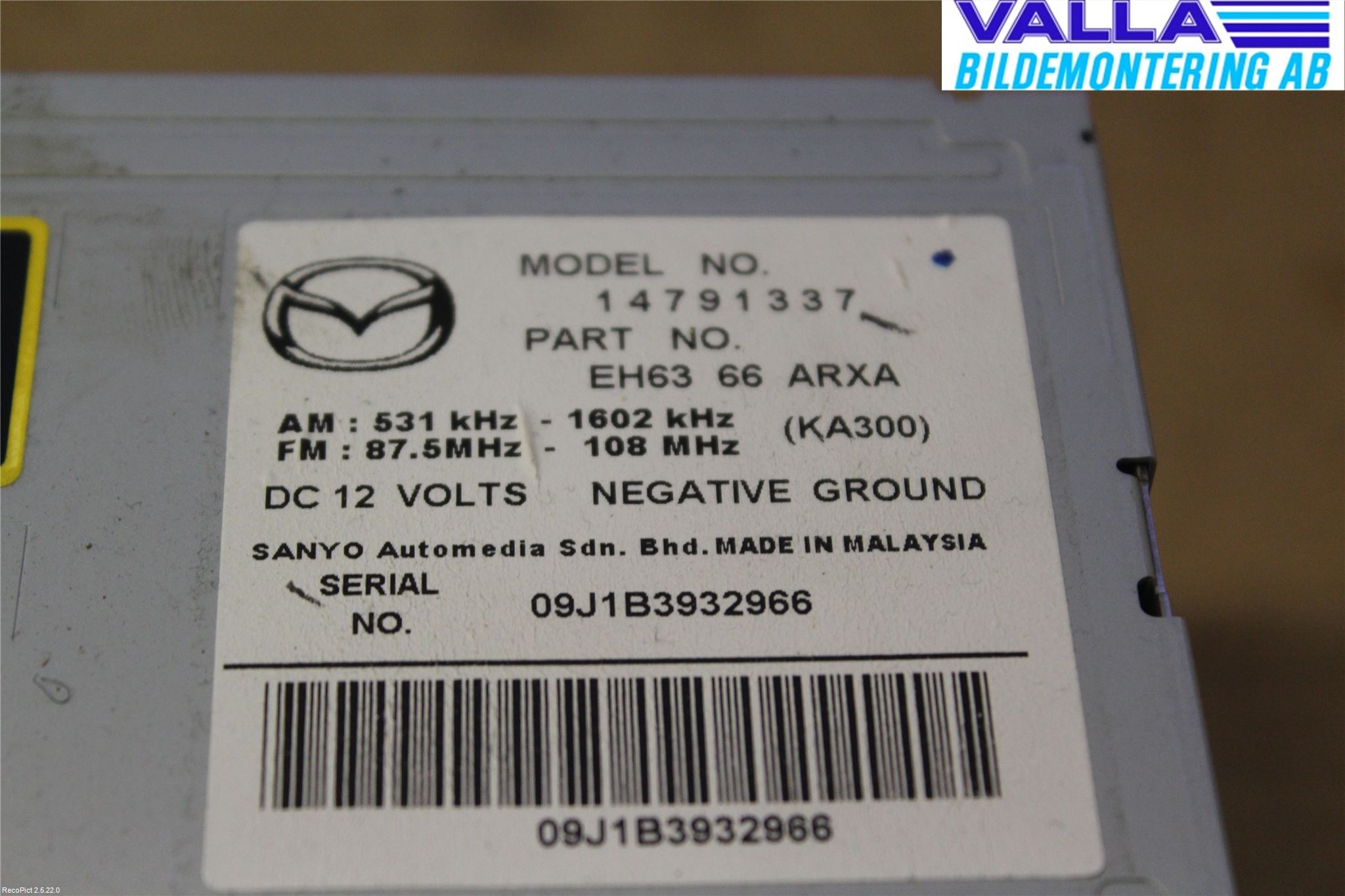 Mazda CX-7 Cd Radio - Multimediapanel