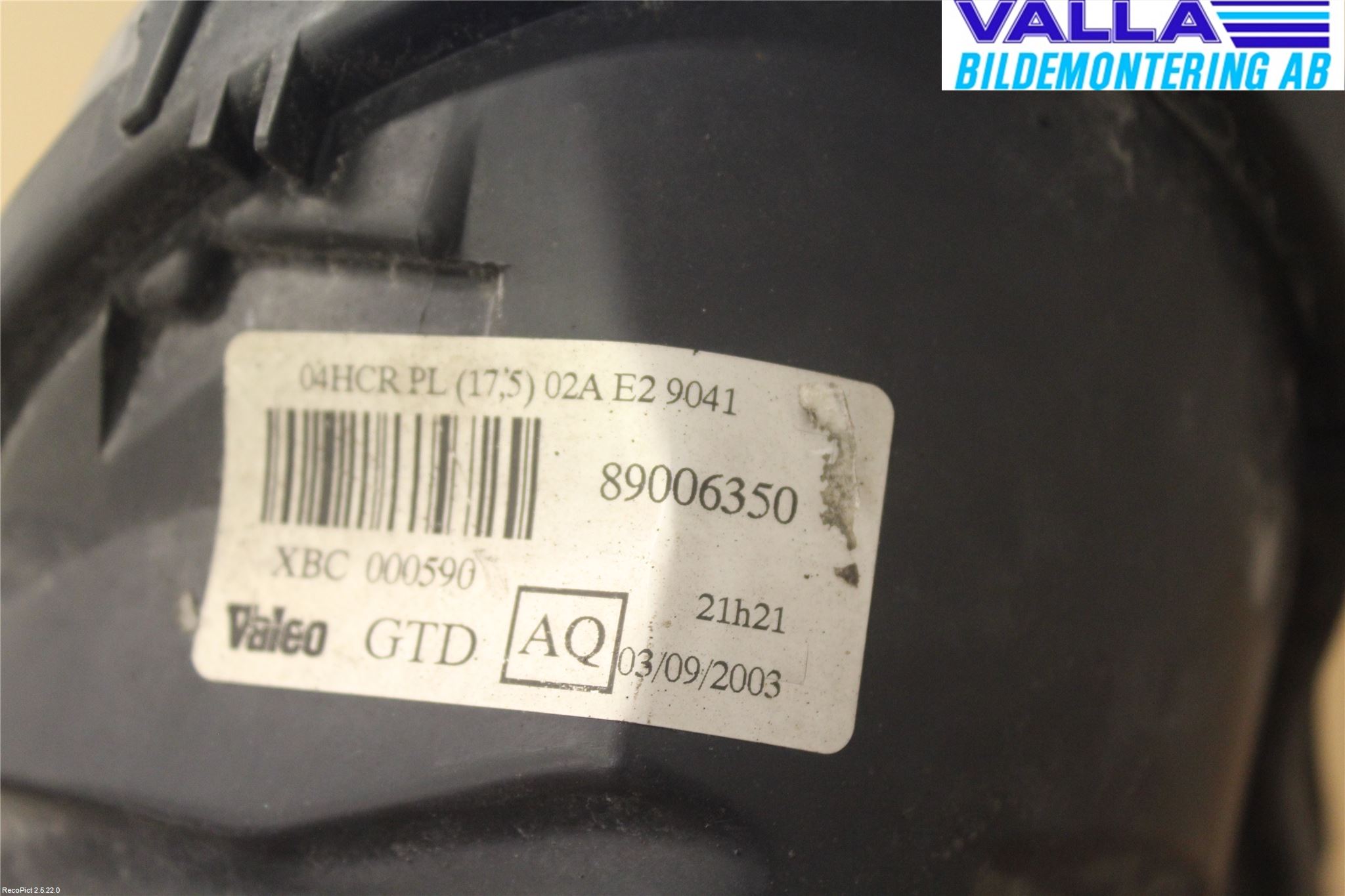 MG ZR Strålkastare Vänster