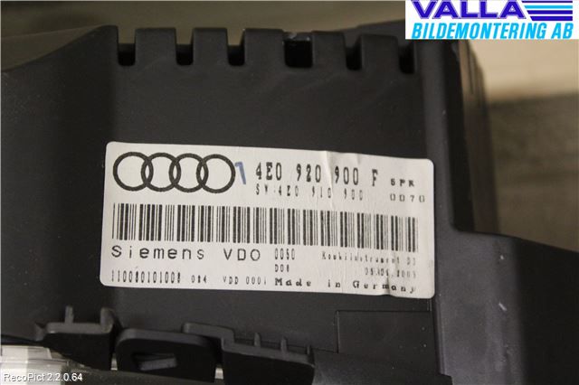 Audi A8/S8 4E  02-09 Instrument Komb