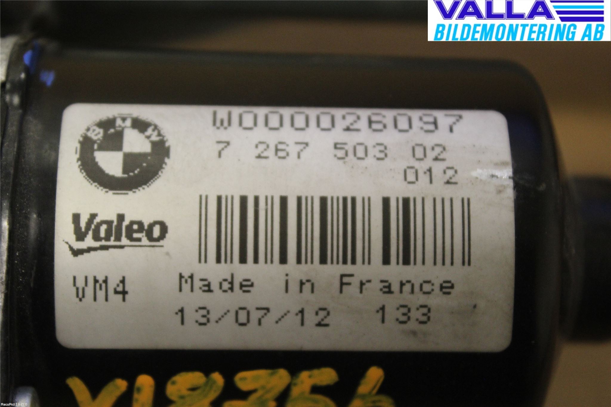 BMW 1 F20/F21 11-19 Torkarmekanism Vindruta