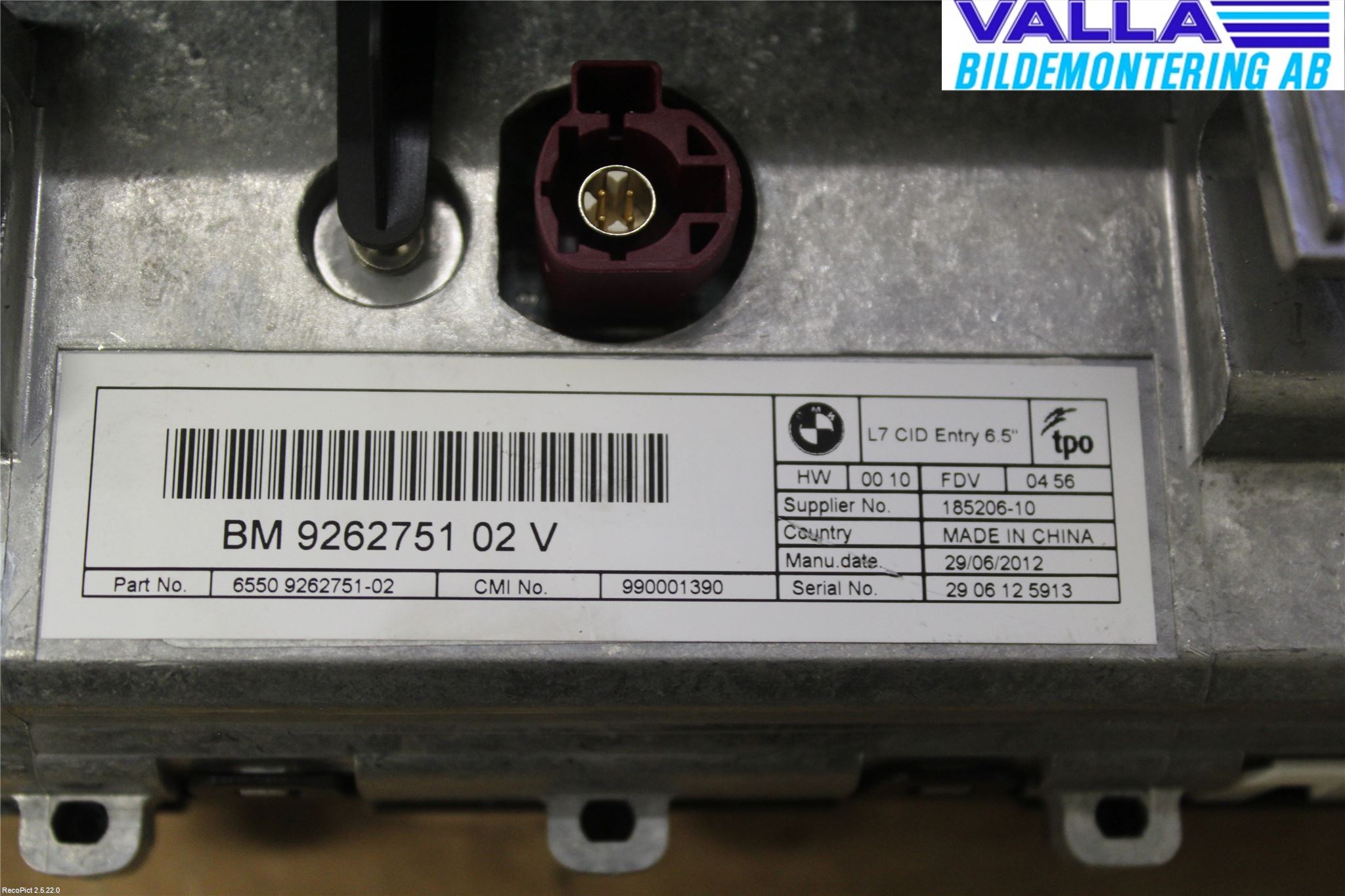 BMW 1 F20/F21 11-19 Multifunktionsdisplay