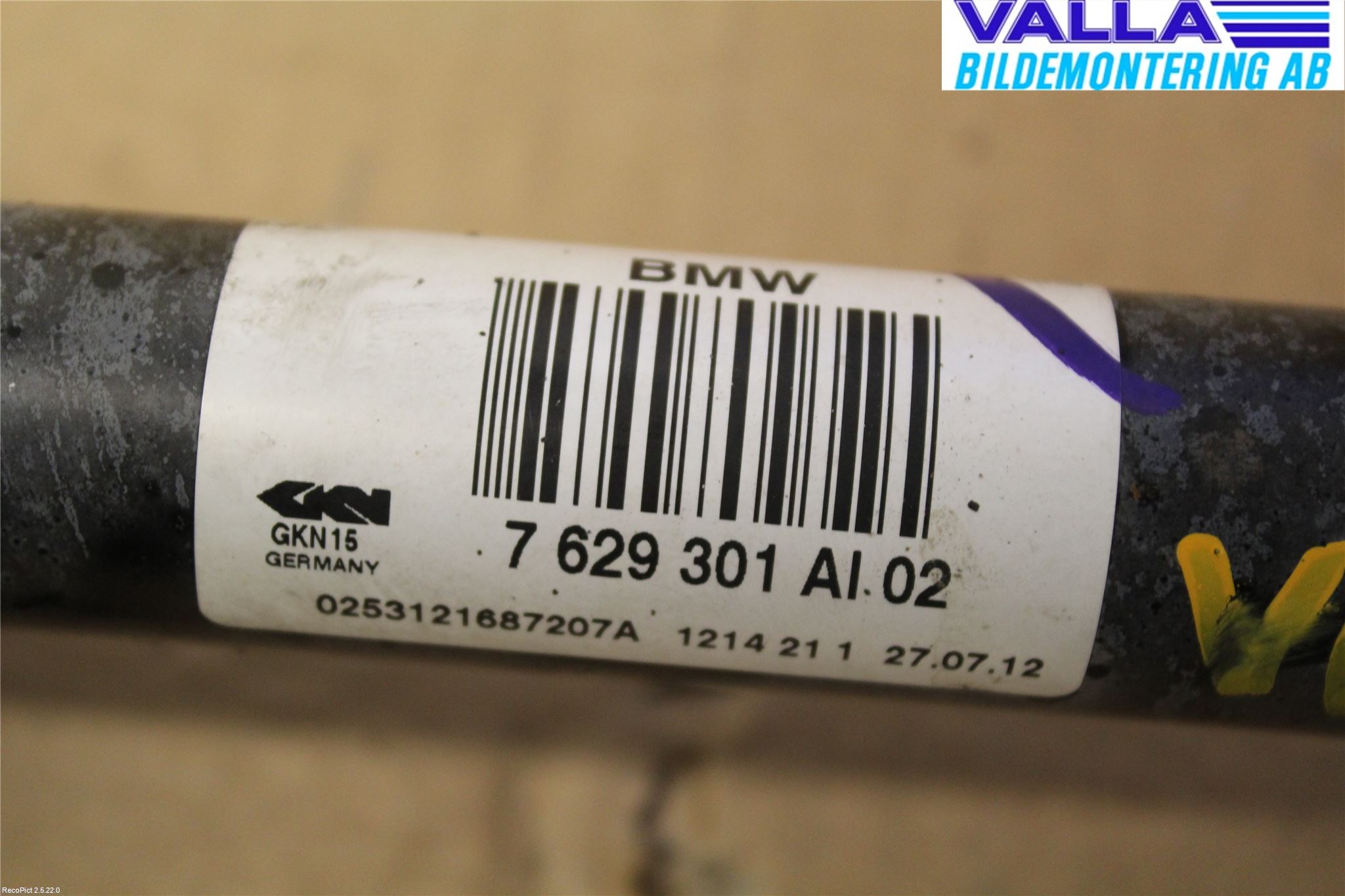 BMW 1 F20/F21 11-19 Drivaxel Bak Vänster