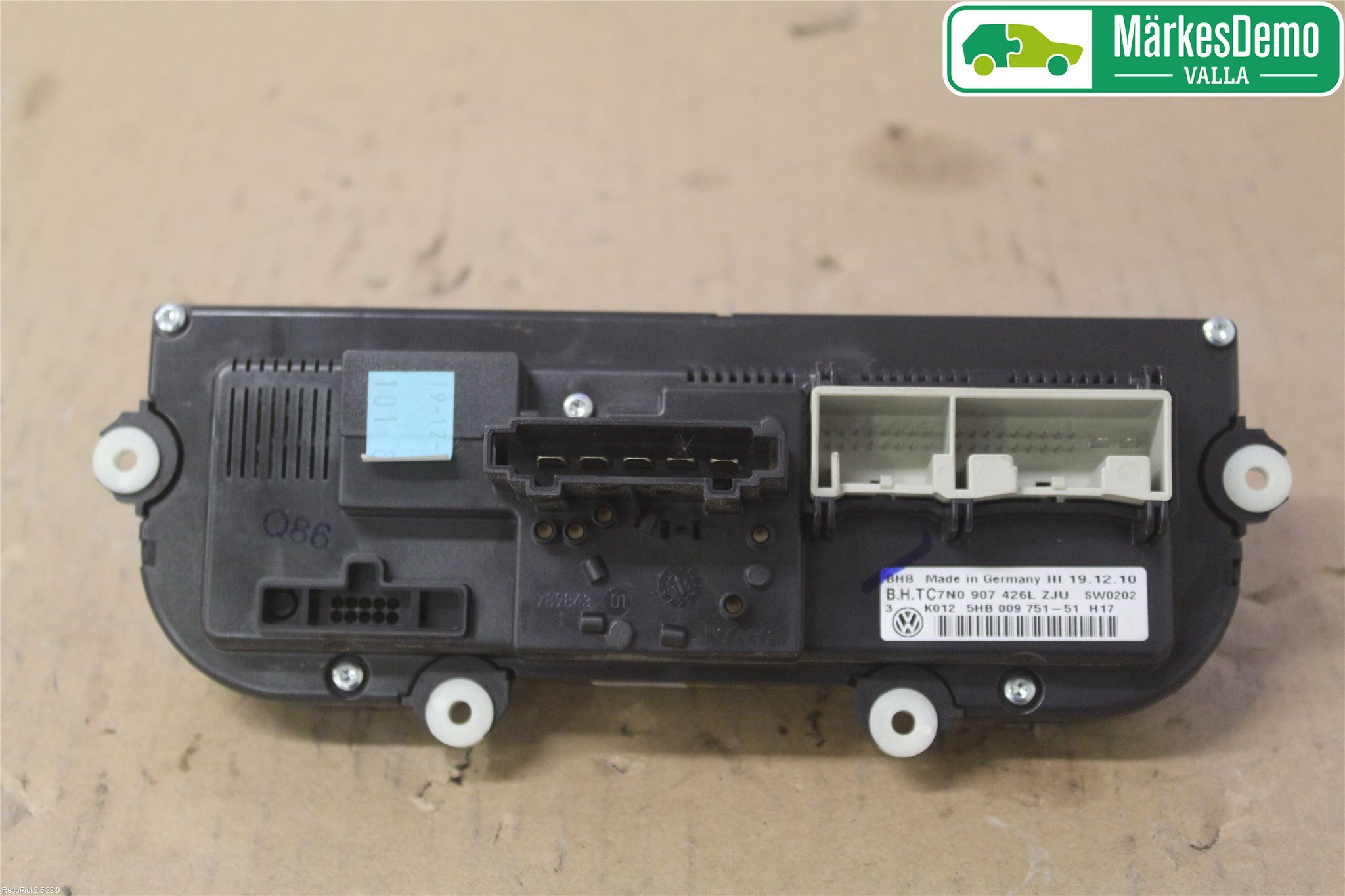 Volkswagen VW GOLF VI 09-13 Värmereglage