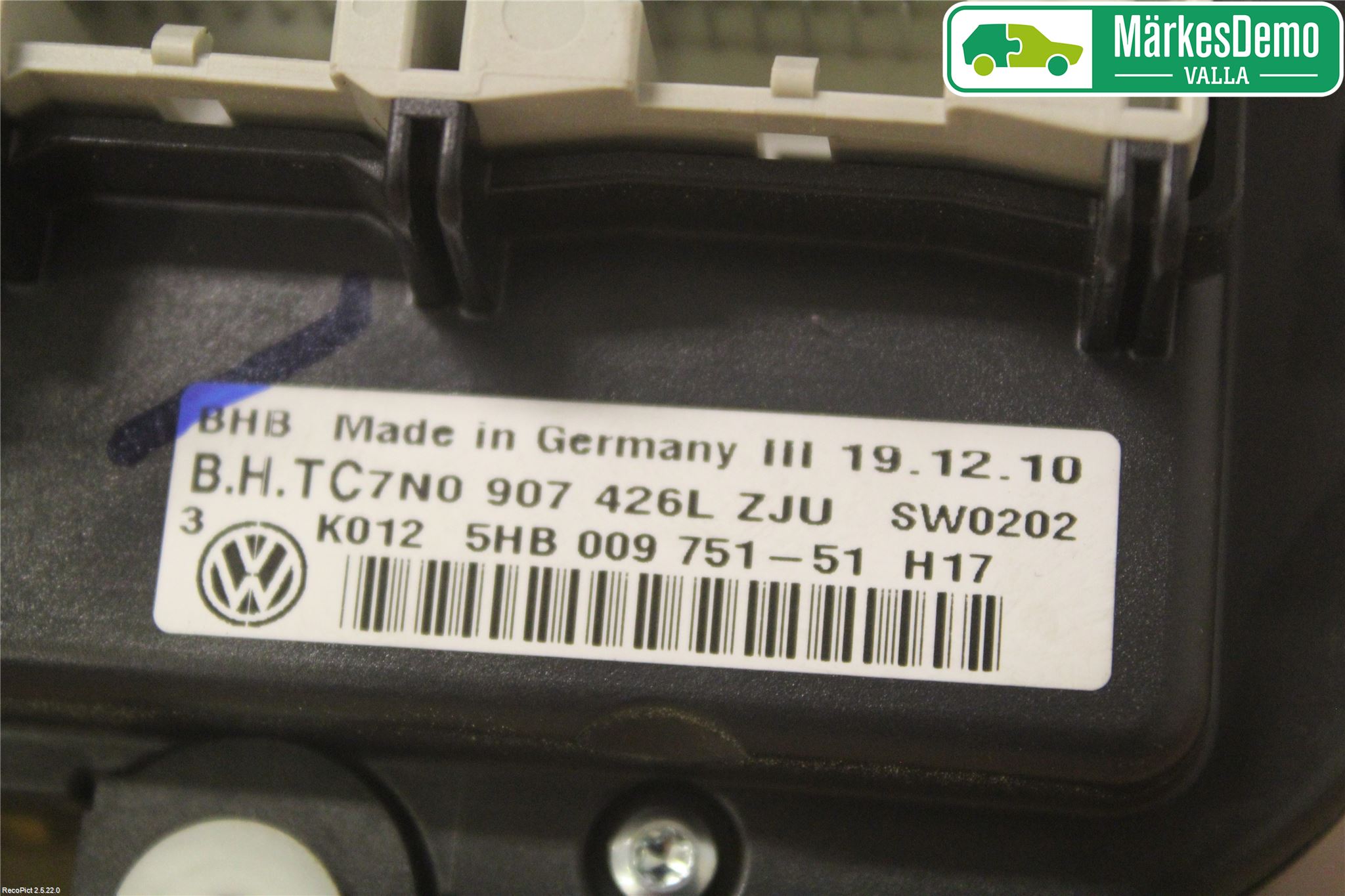 Volkswagen VW GOLF VI 09-13 Värmereglage