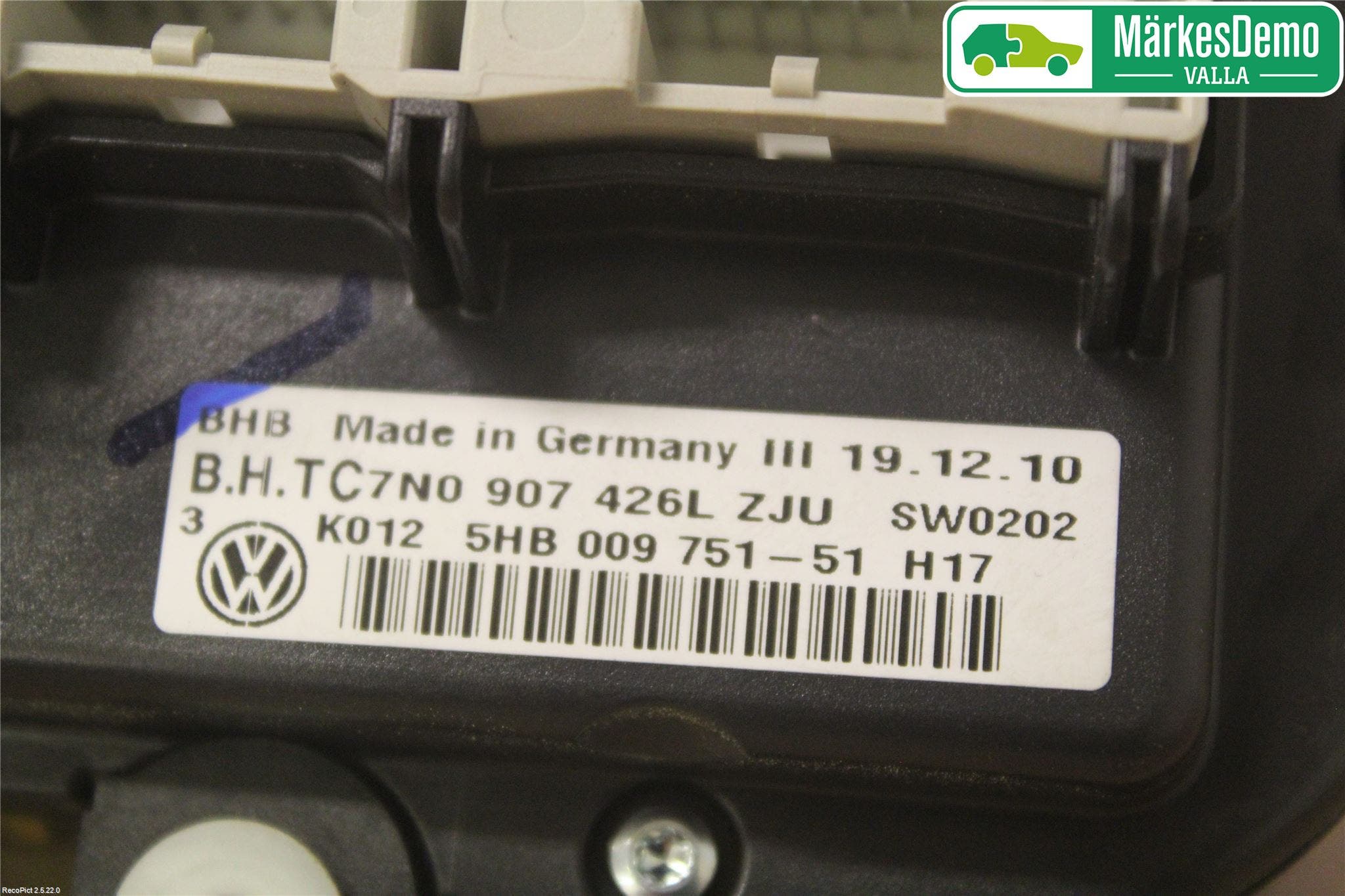 Volkswagen VW GOLF VI 09-13 Värmereglage