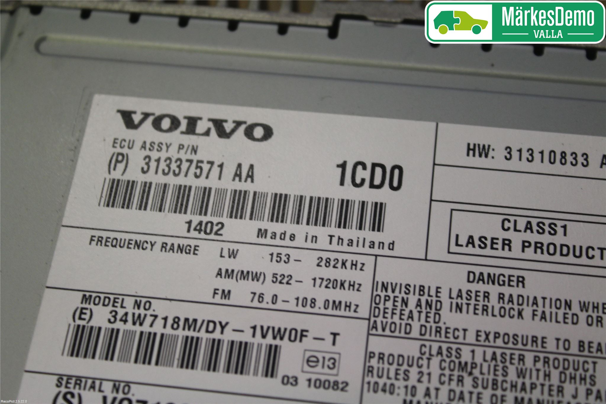 Volvo V40 12-19 Cd Radio - Multimediapanel