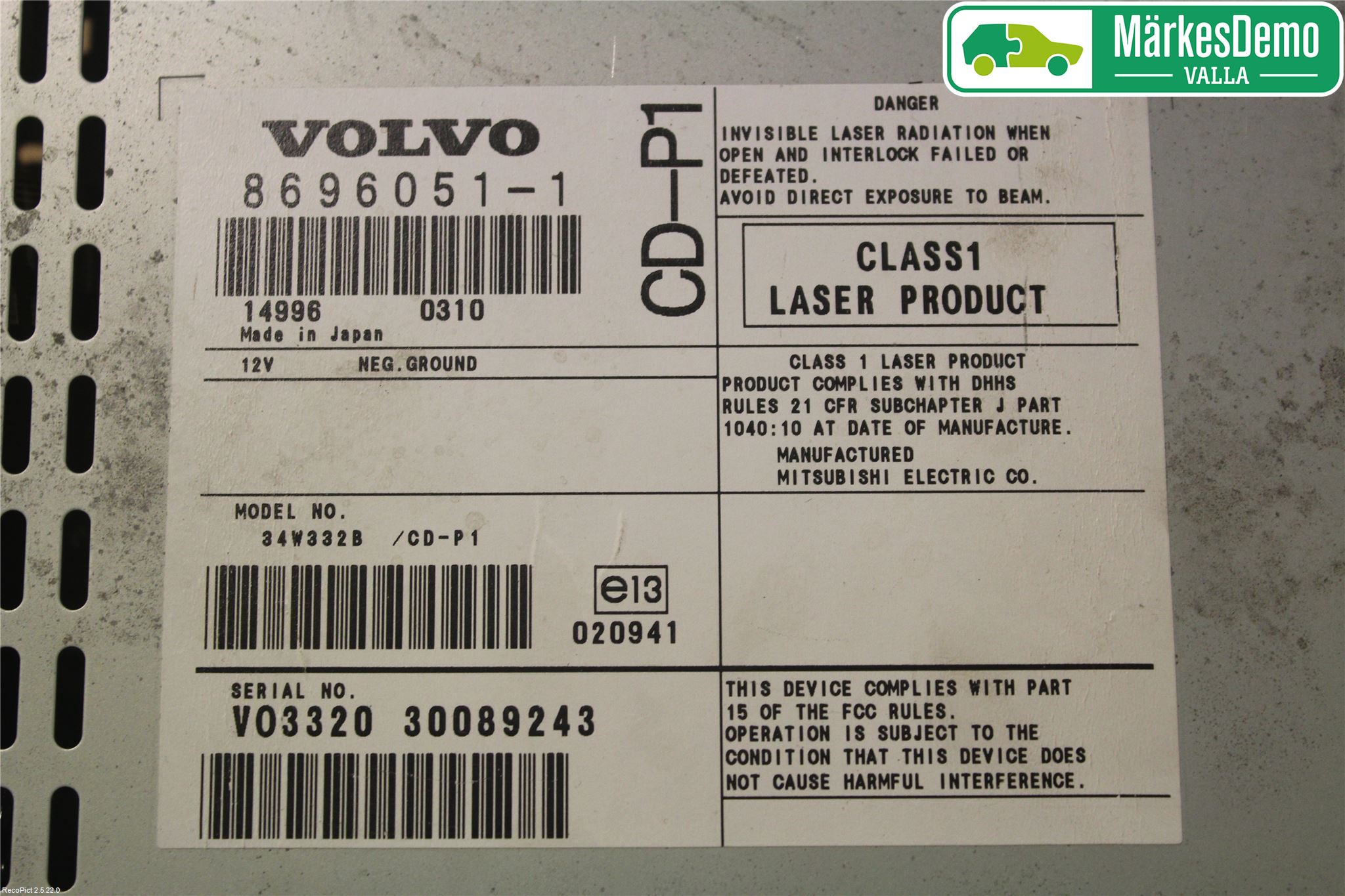 Volvo S40 04-07 Cd Radio - Multimediapanel