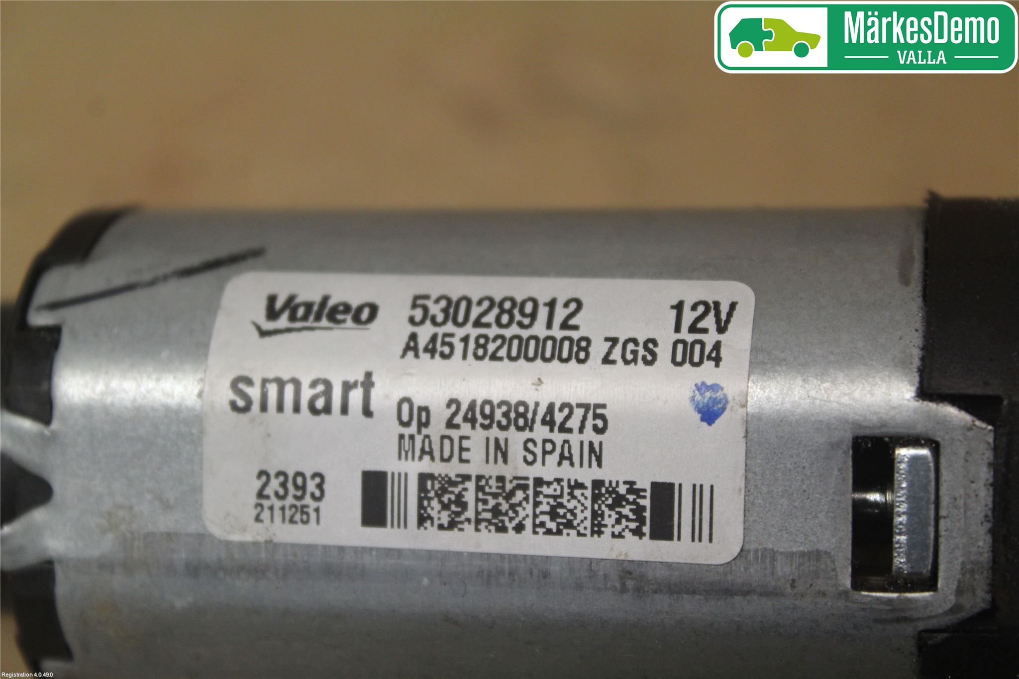 Smart FORTWO II 07-14 Torkarmotor Baklucka