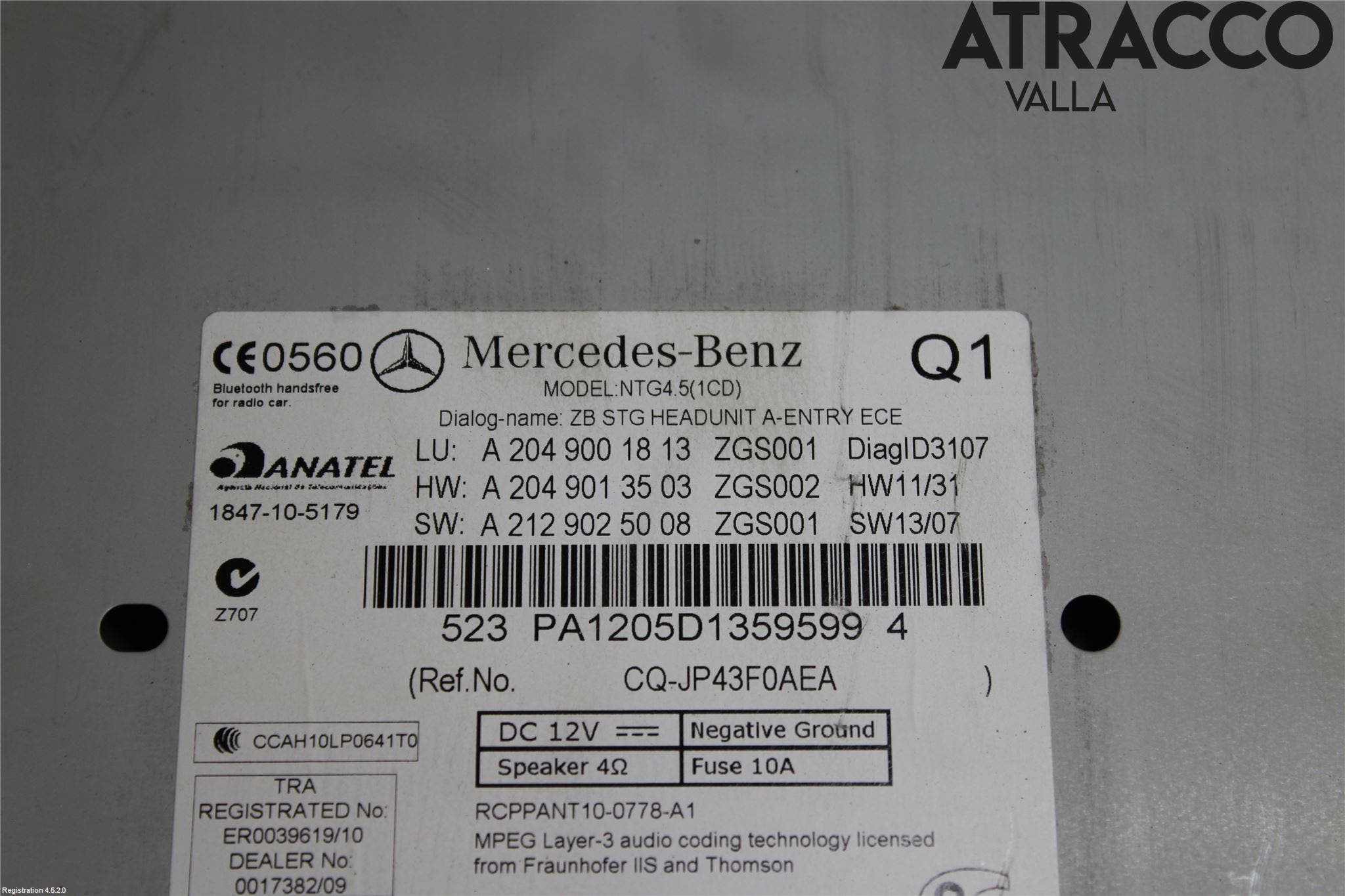 Mercedes-Benz MB C-KLASS (W204) 07-15 Cd Radio - Multimediapanel