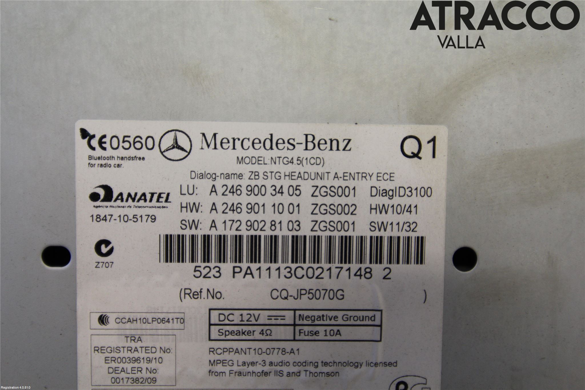 Mercedes-Benz MB B-KLASS (W246/W242) 12-19 Cd Radio - Multimediapanel