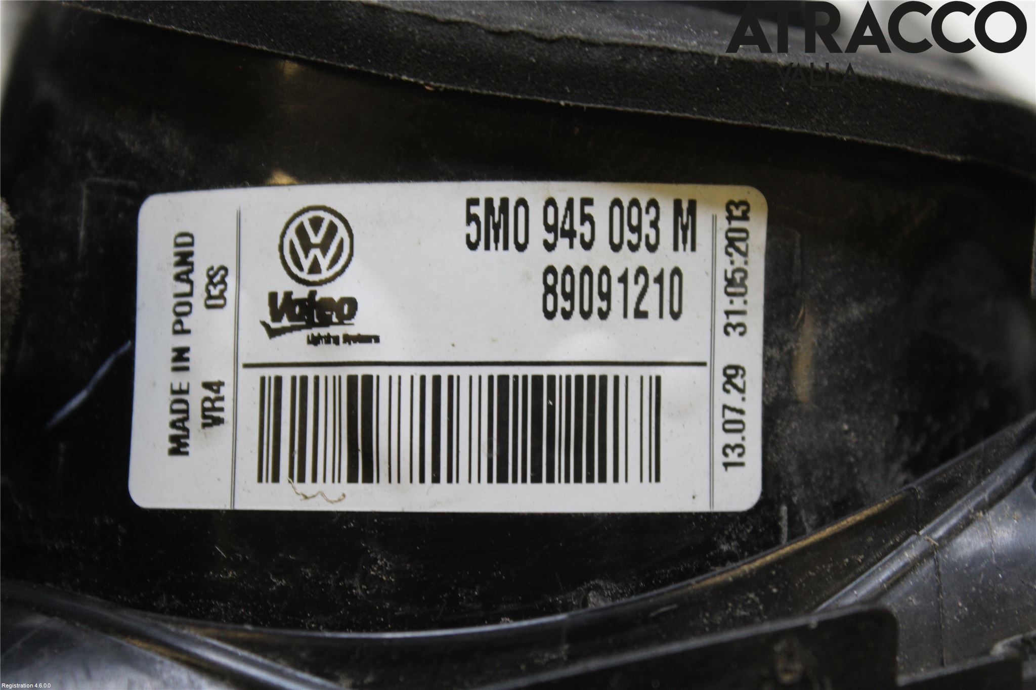 Volkswagen VW GOLF PLUS/CROSS GOLF 04-14 Bakljus Lucka Vä