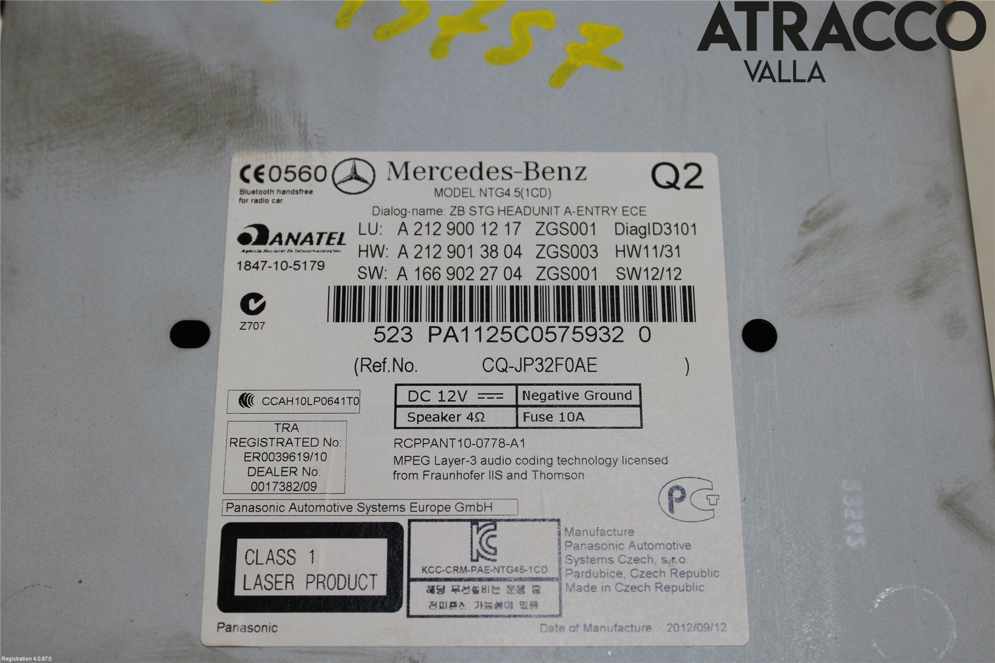 Mercedes-Benz MB E-KLASS (W212) 09-16 Cd Radio - Multimediapanel