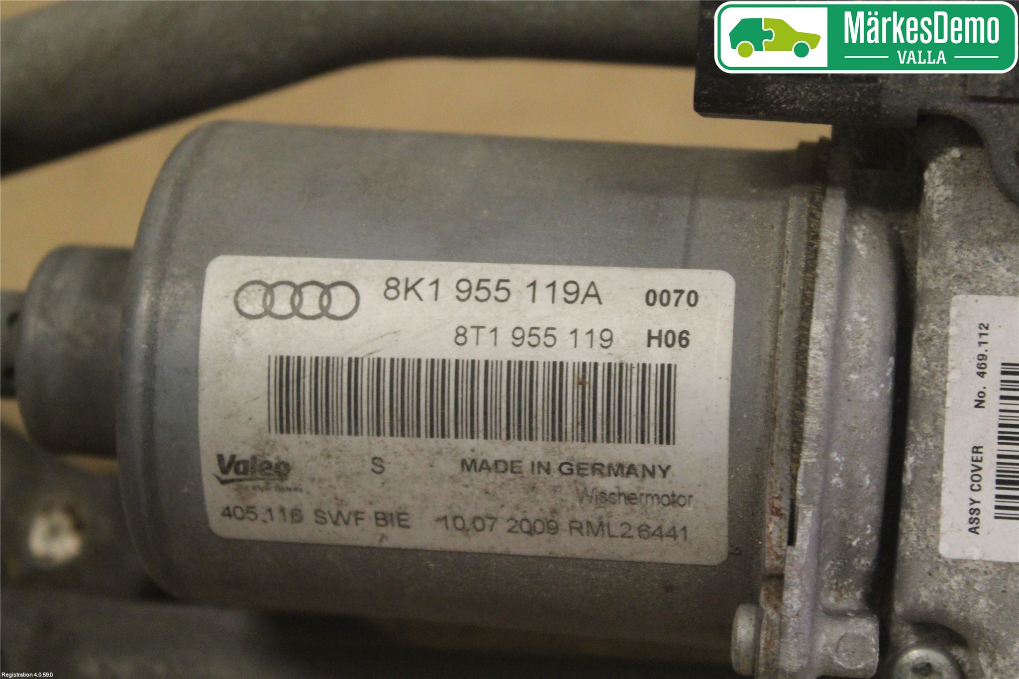 Audi A4/S4 08-11 Torkarmekanism Vindruta