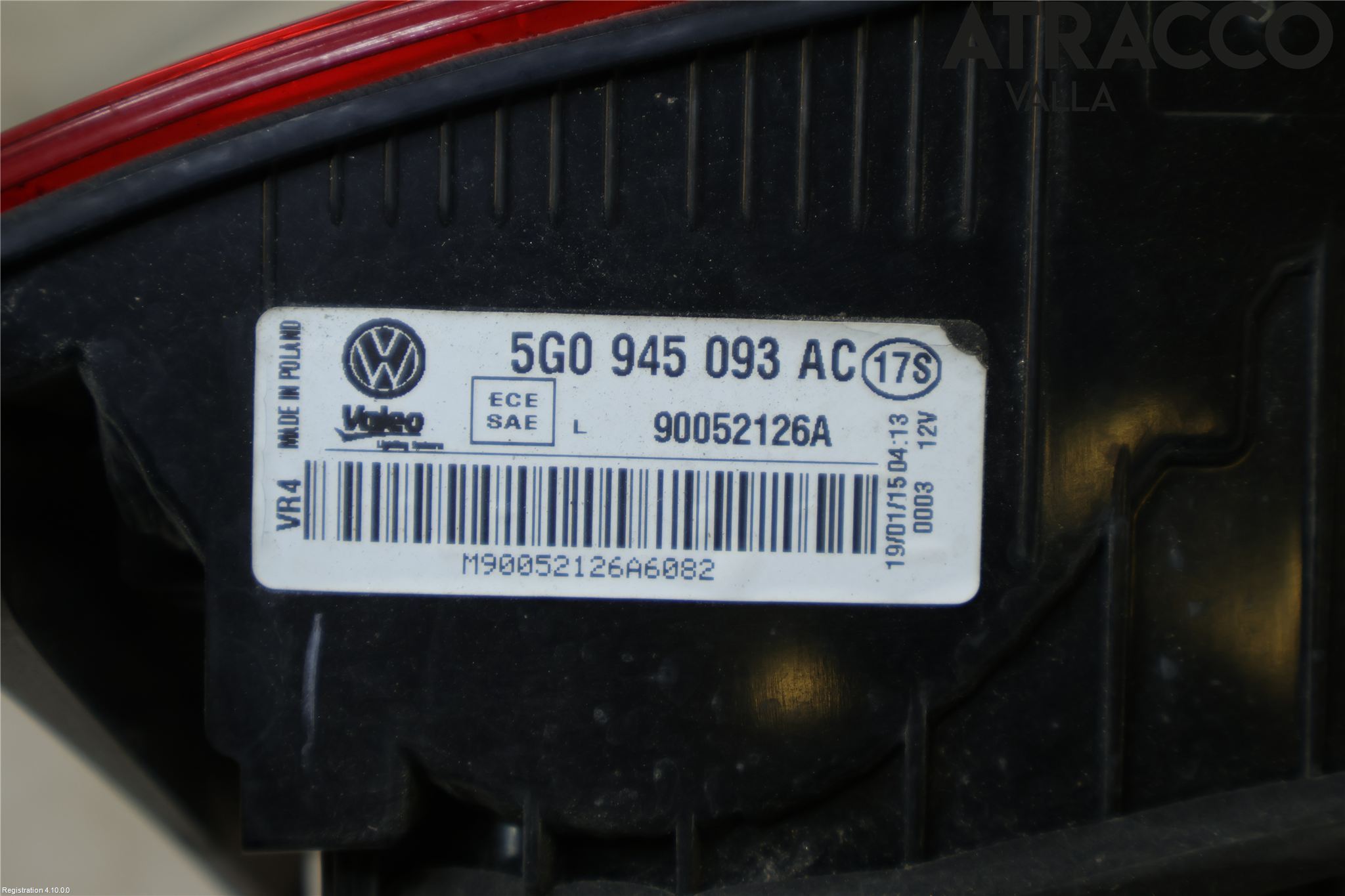 Volkswagen VW GOLF / E-GOLF VII 13-20 Bakljus Lucka Vä