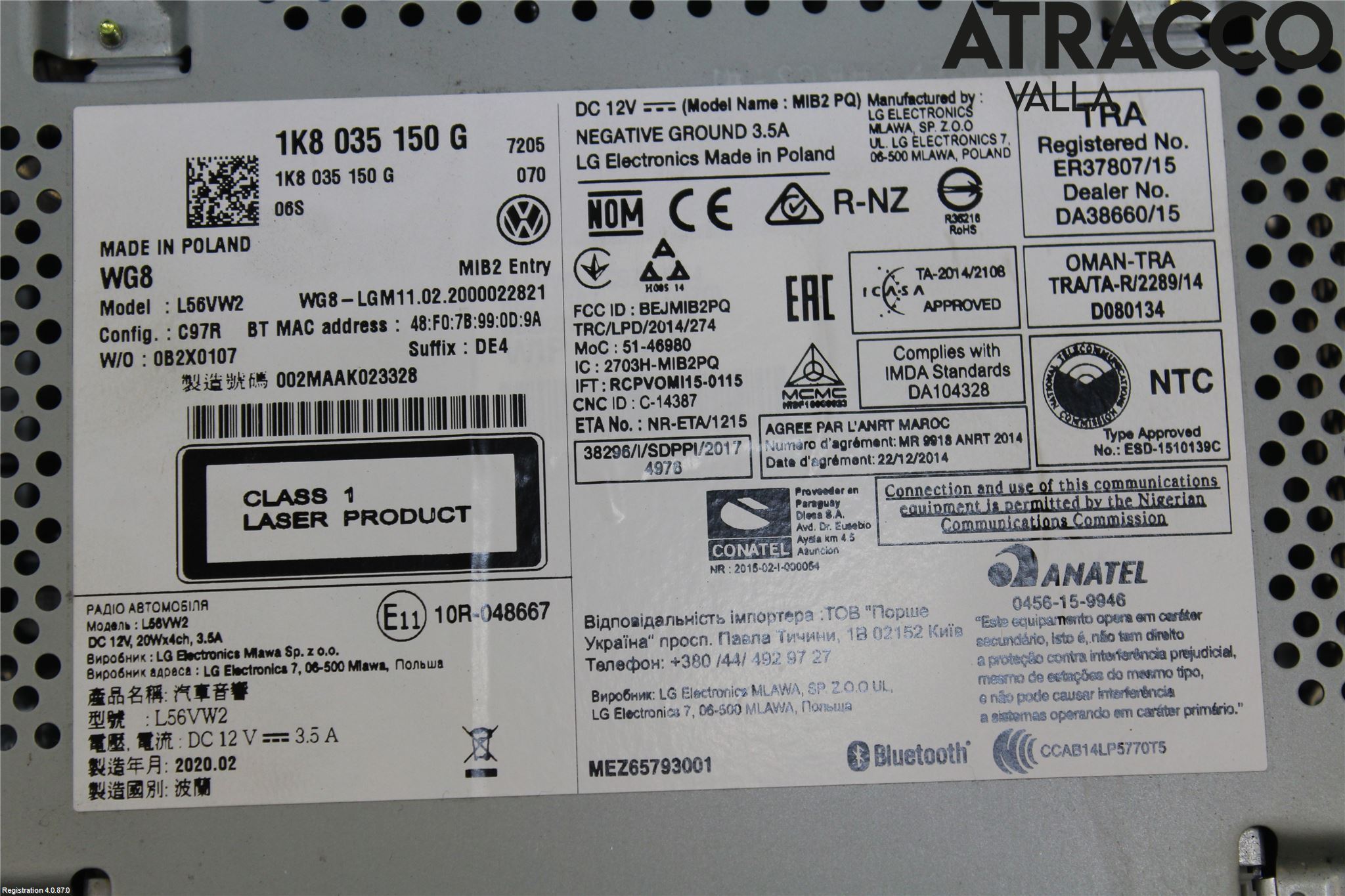 Volkswagen VW CADDY 16-20 Cd Radio - Multimediapanel