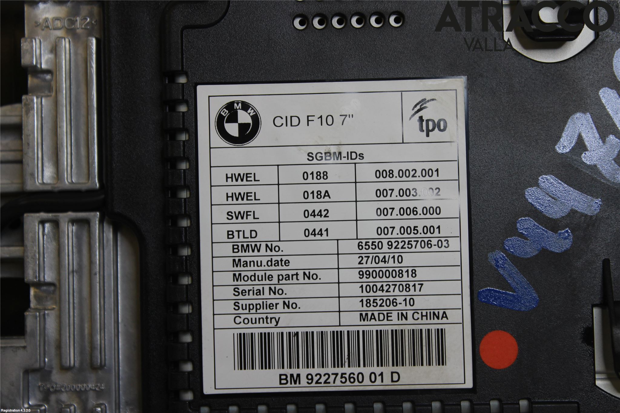 BMW 5 F10/F11/F18 09-17 Multifunktionsdisplay