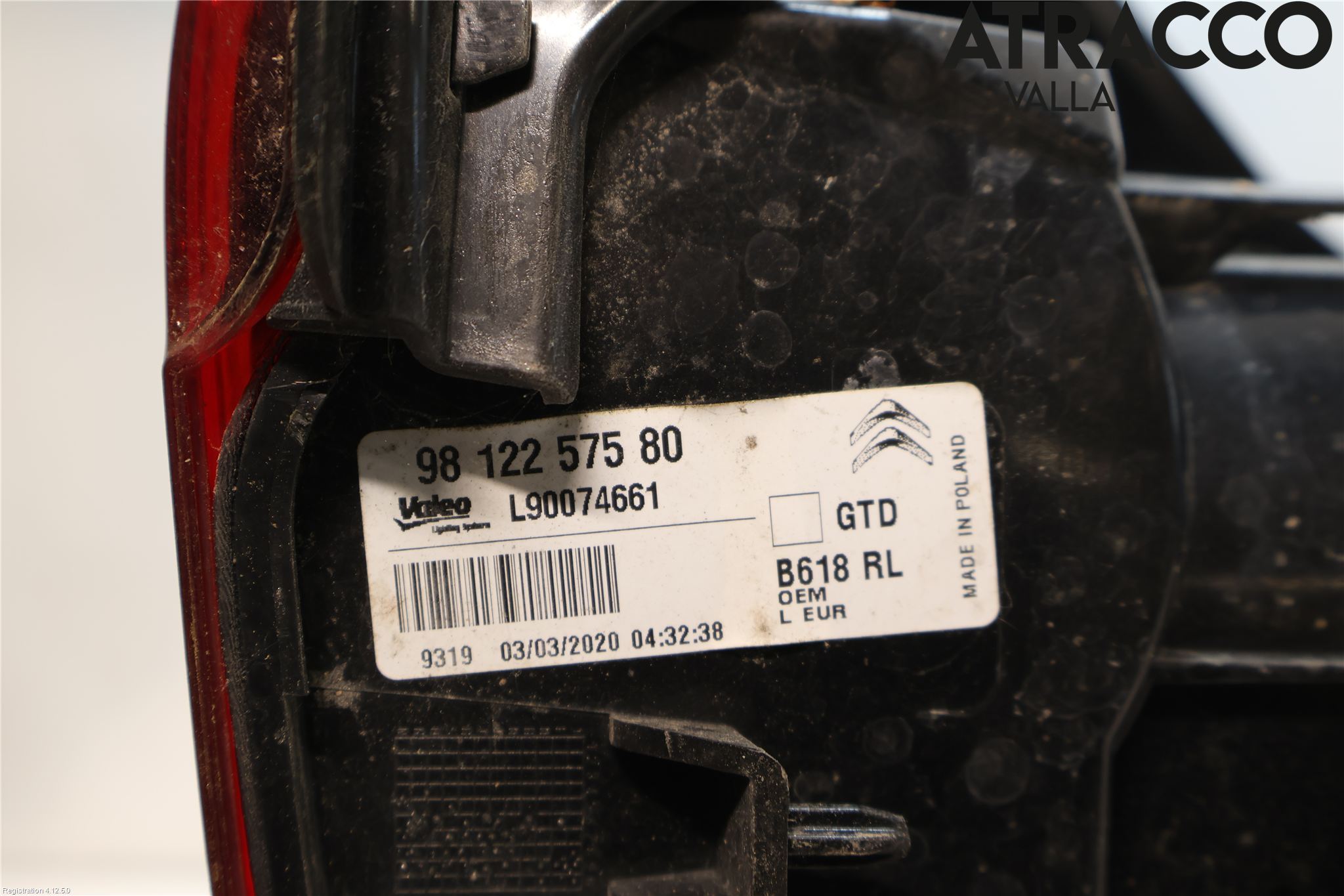 Citroen COTROEN C3 17-24 Bakljus Vänster