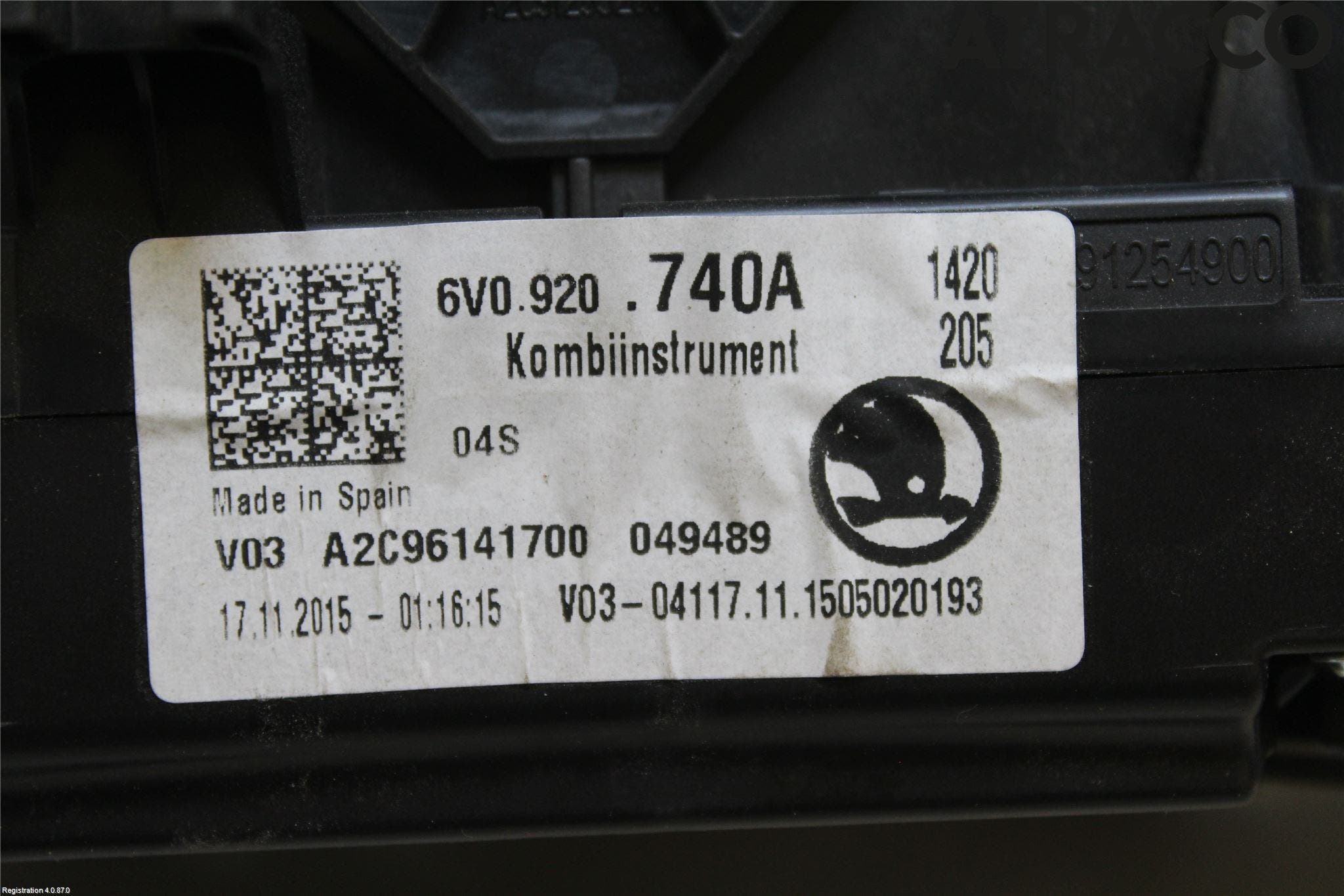 Skoda FABIA 15-21 Instrument Komb