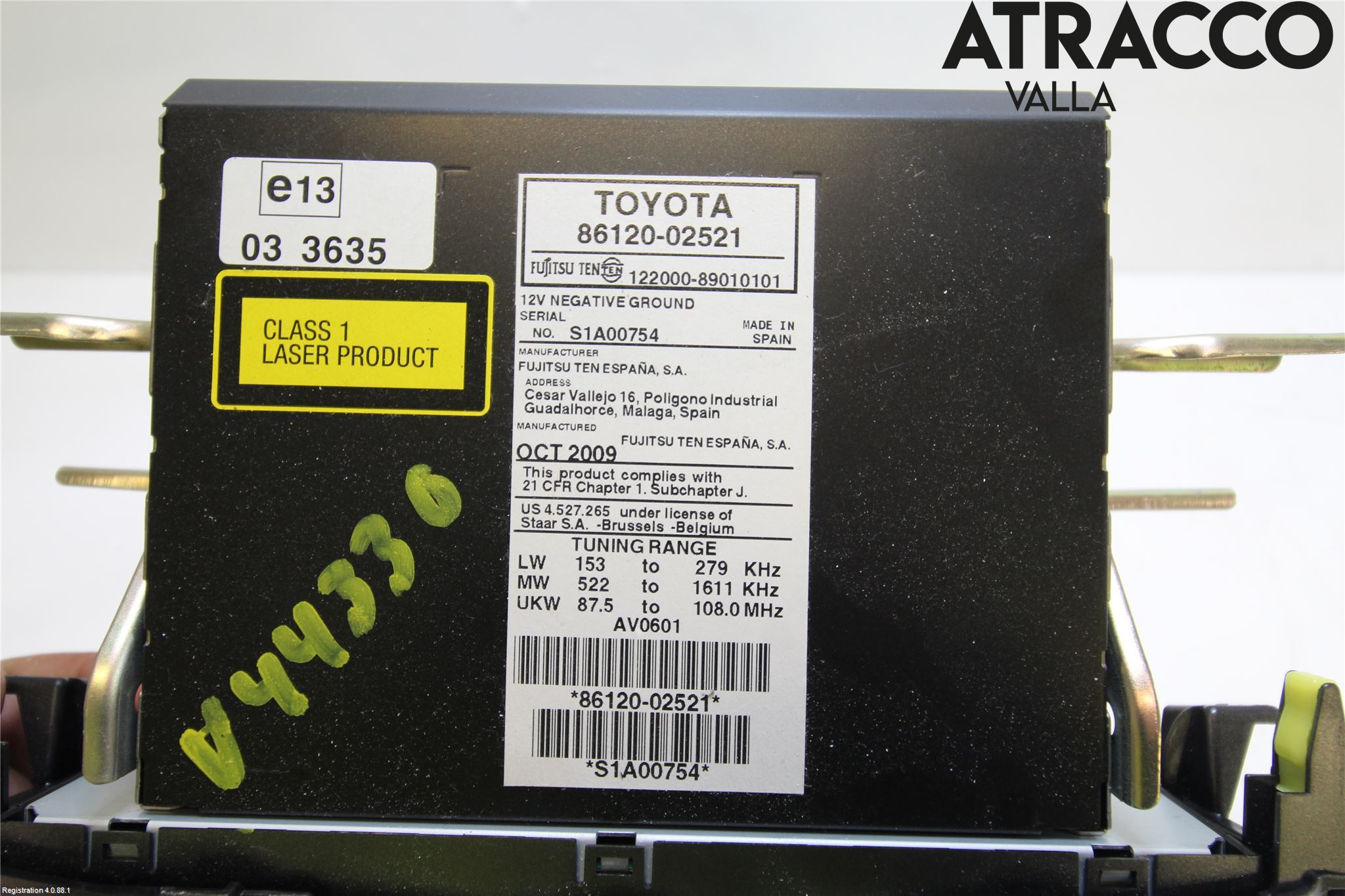 Toyota AURIS 10-12 Radio