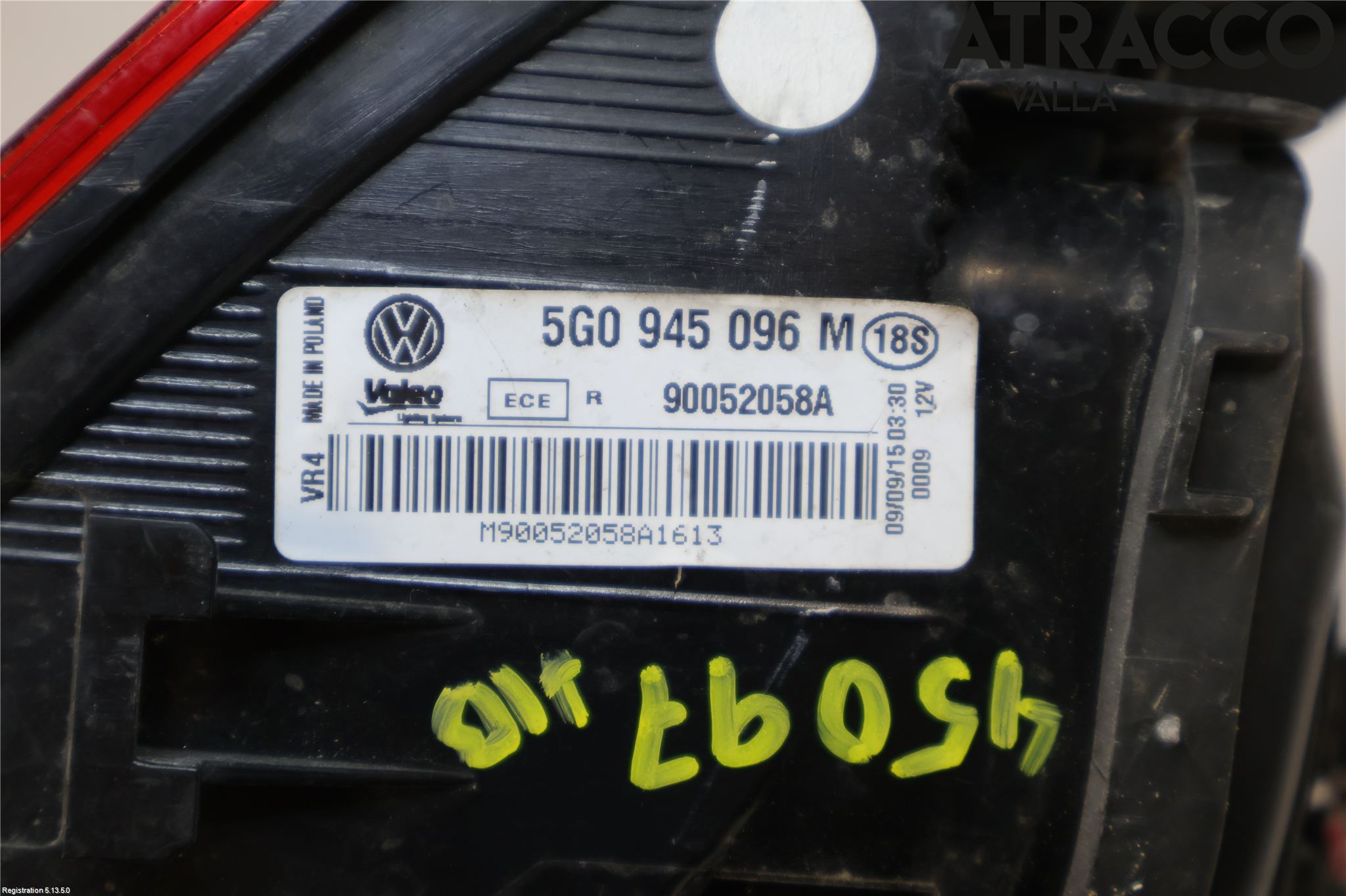 Volkswagen VW GOLF / E-GOLF VII 13-20 Bakljus Höger