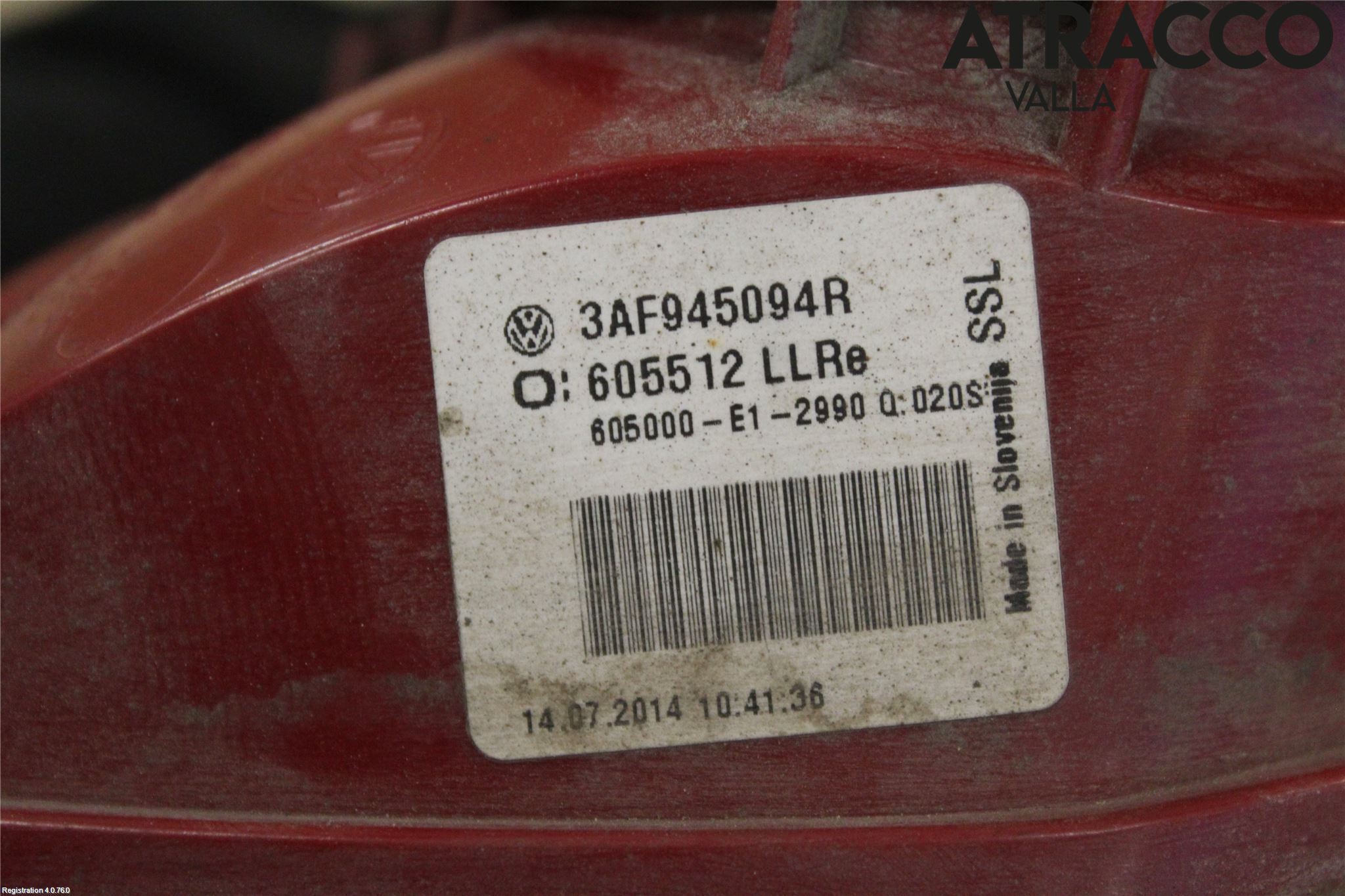 Volkswagen VW PASSAT 11-14 Bakljus Lucka Hö