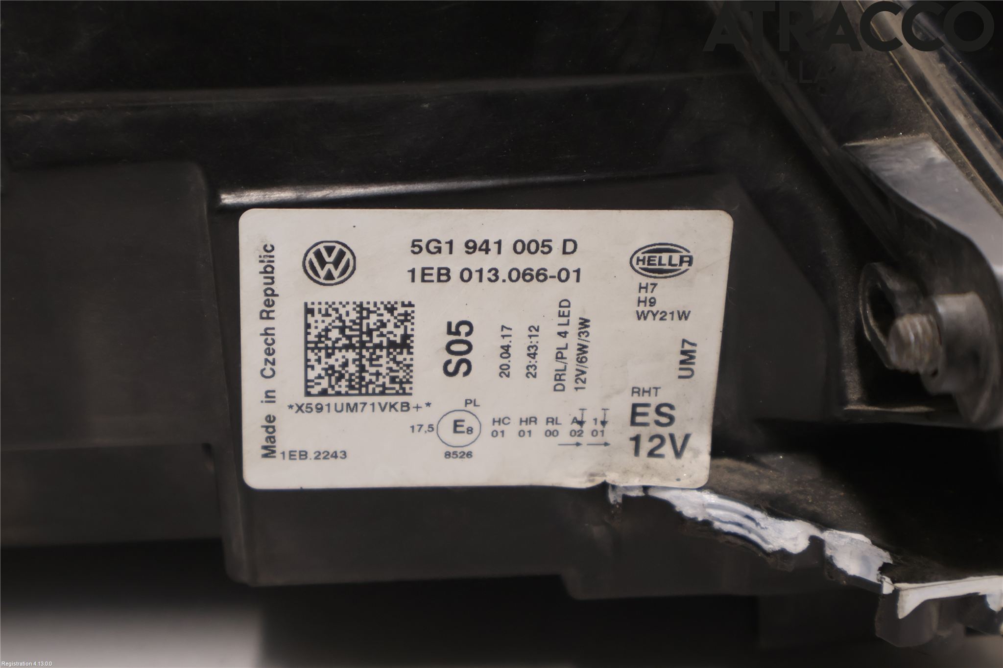 Volkswagen VW GOLF / E-GOLF VII 13-20 Strålkastare Vänster
