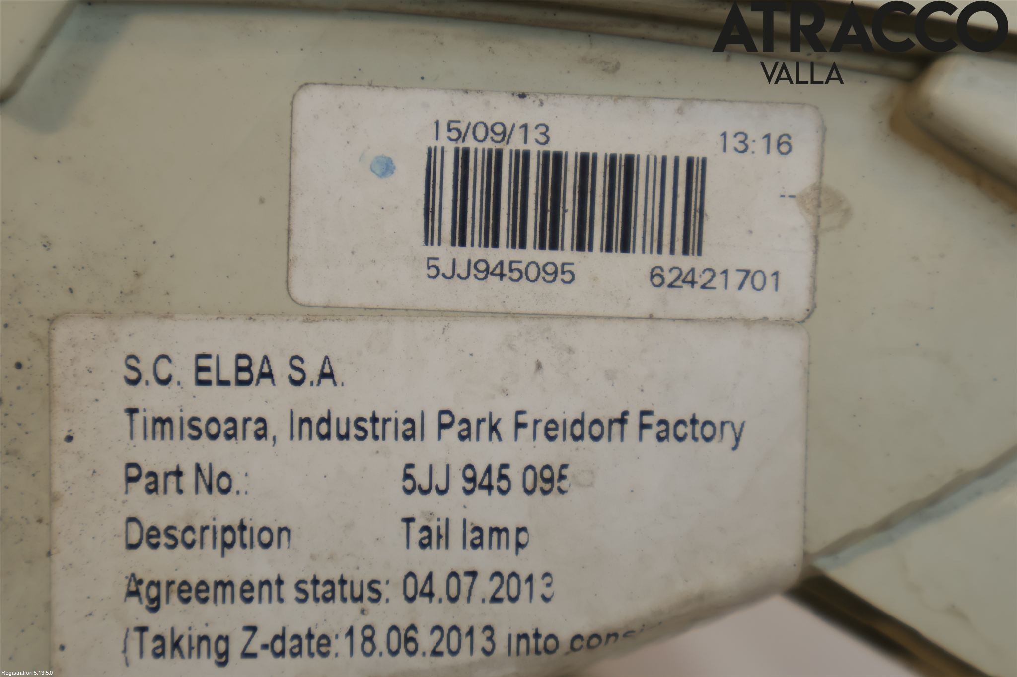 Skoda RAPID Bakljus Vänster