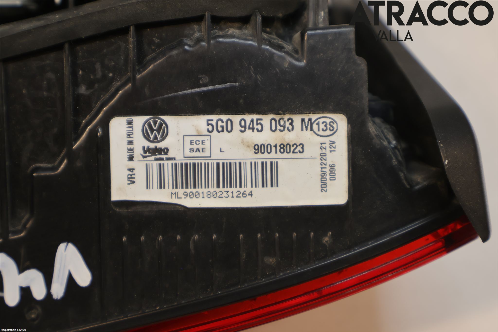 Volkswagen VW GOLF / E-GOLF VII 13-20 Bakljus Lucka Vä
