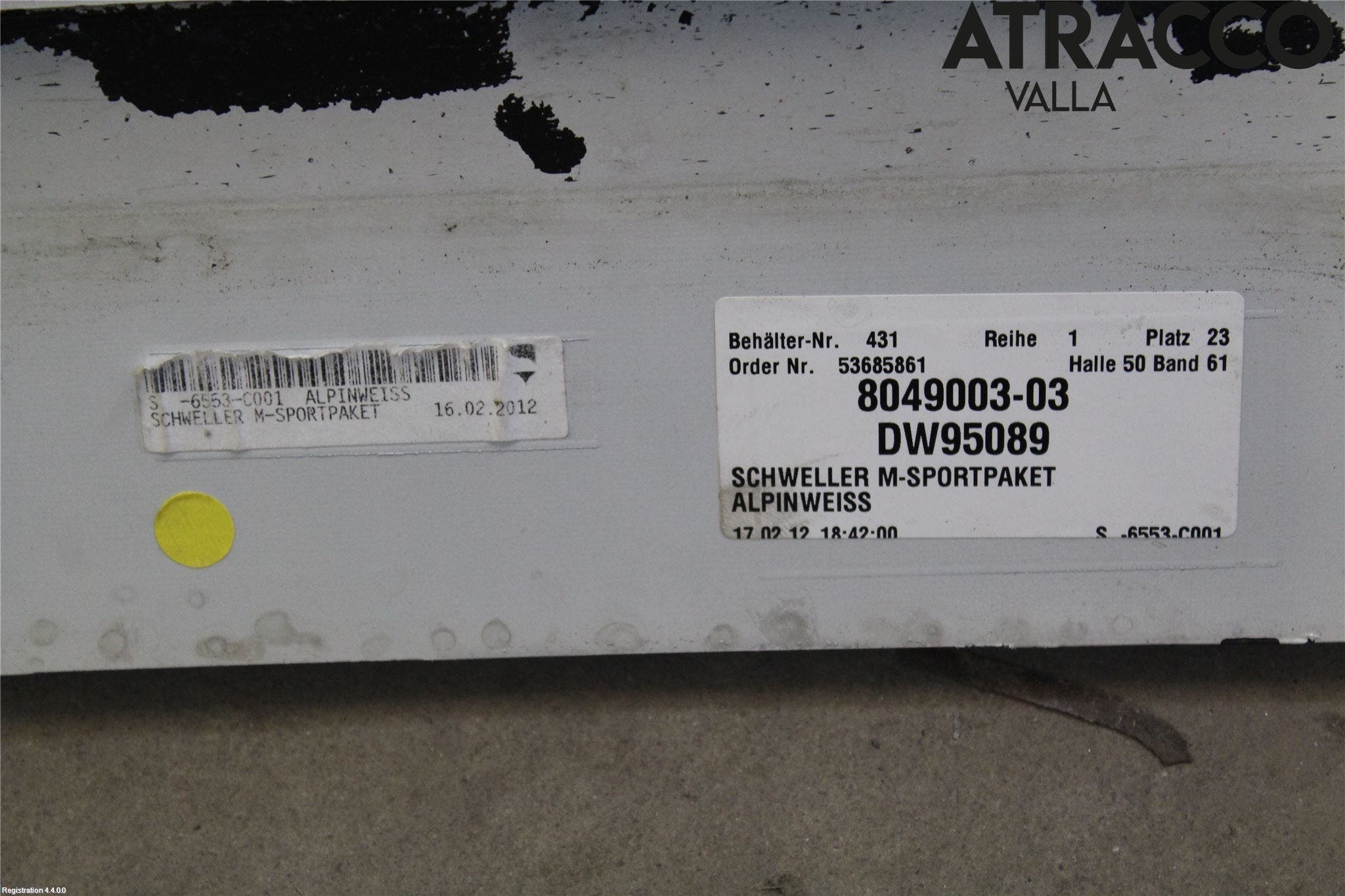 BMW 5 F10/F11/F18 09-17 Sidokjol Vä