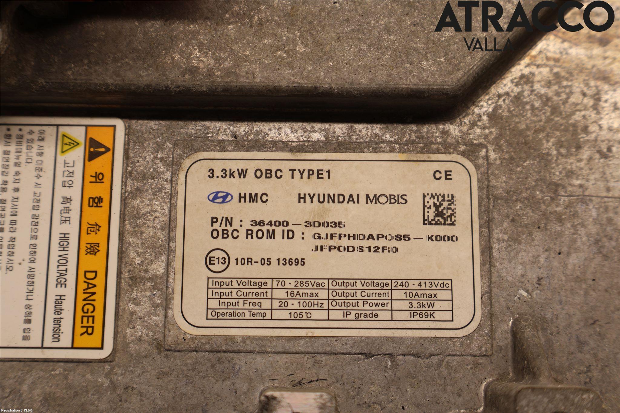 Kia OPTIMA 16-20 Batteriladdare Högspänning