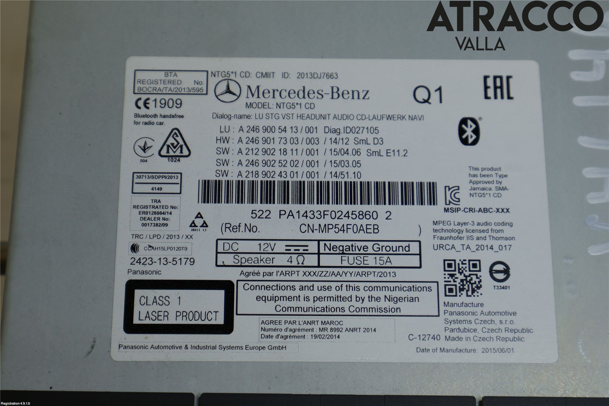 Mercedes-Benz MB B-KLASS (W246/W242) 12-19 Cd Radio - Multimediapanel