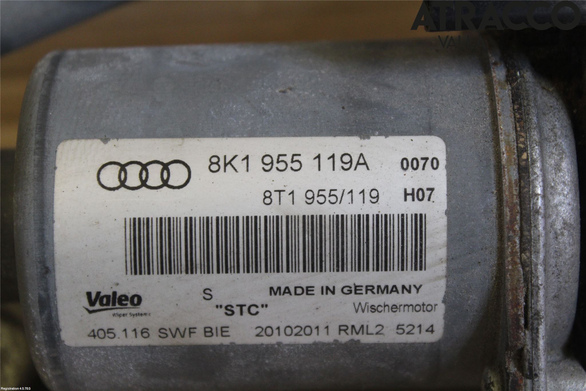 Audi A4/S4 08-11 Torkarmekanism Vindruta