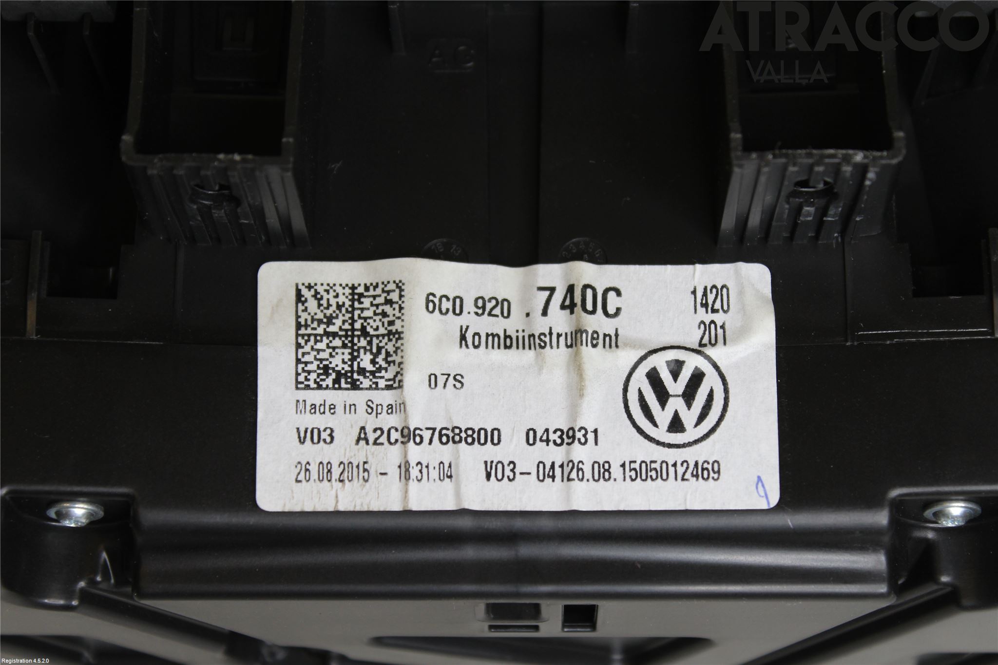 Volkswagen VW POLO 10-17 Instrument Komb