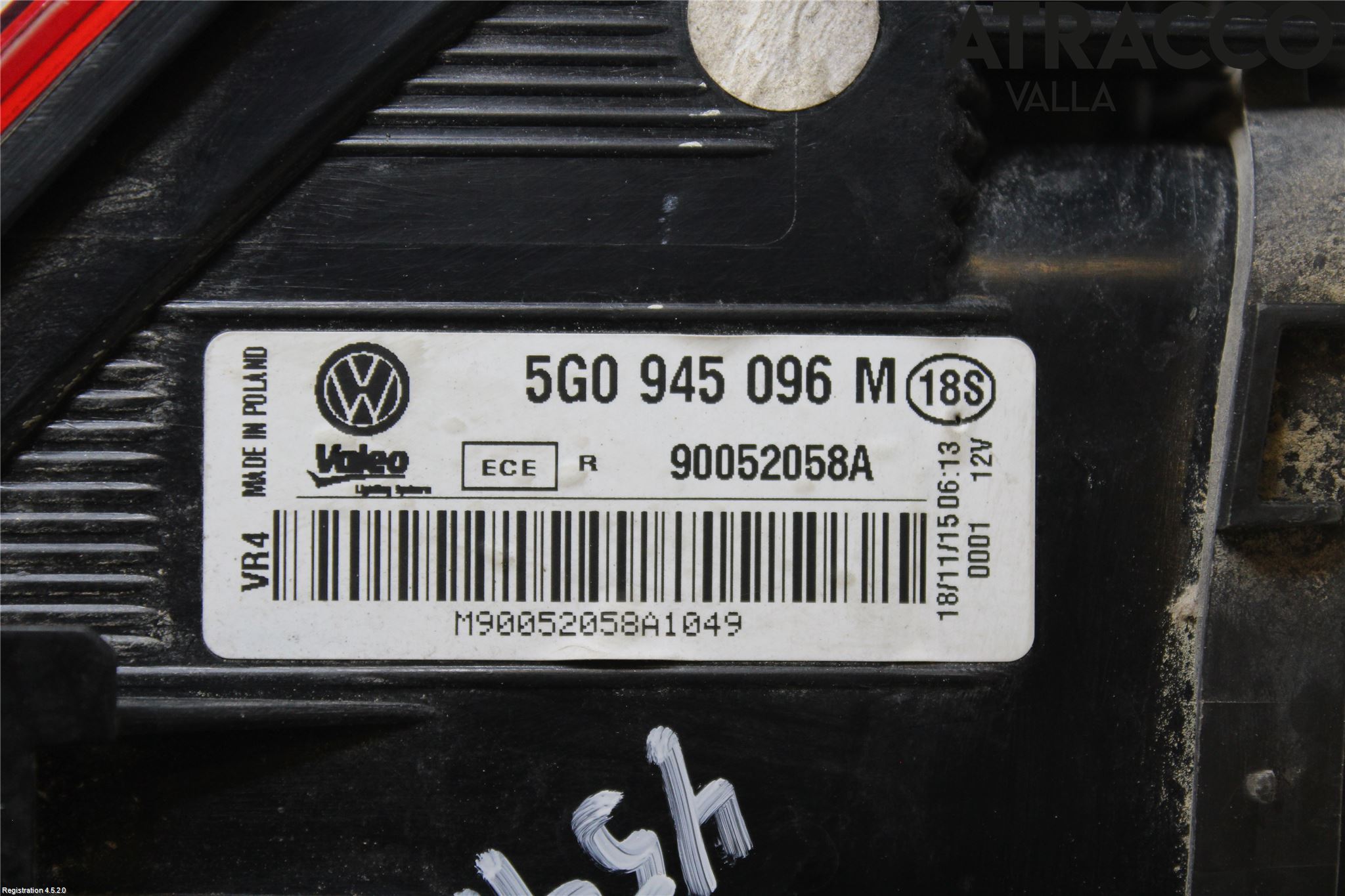 Volkswagen VW GOLF / E-GOLF VII 13-20 Bakljus Höger