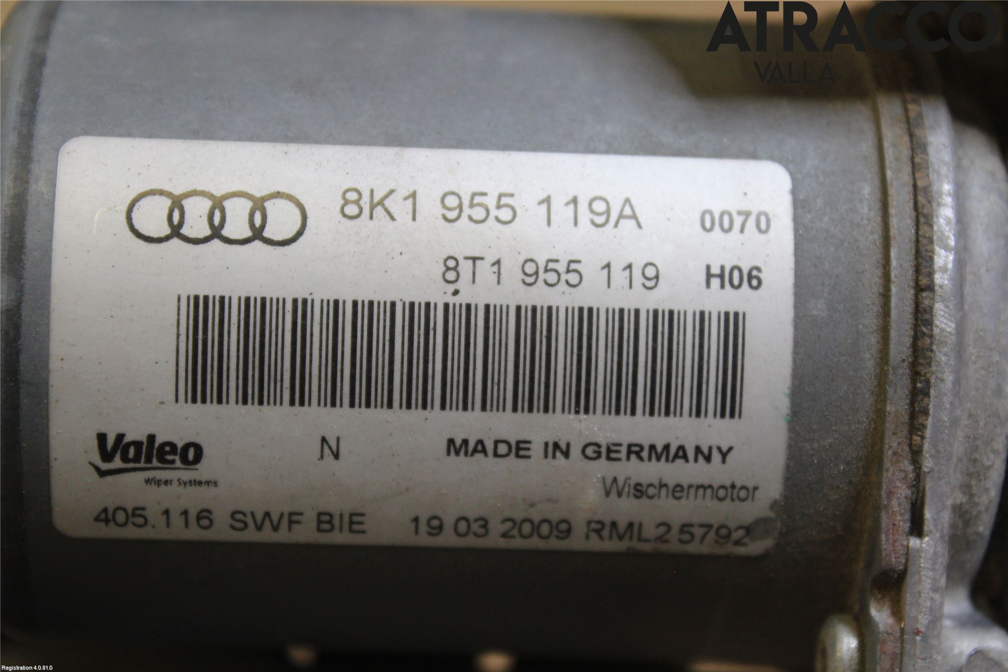 Audi A4/S4 08-11 Torkarmekanism Vindruta