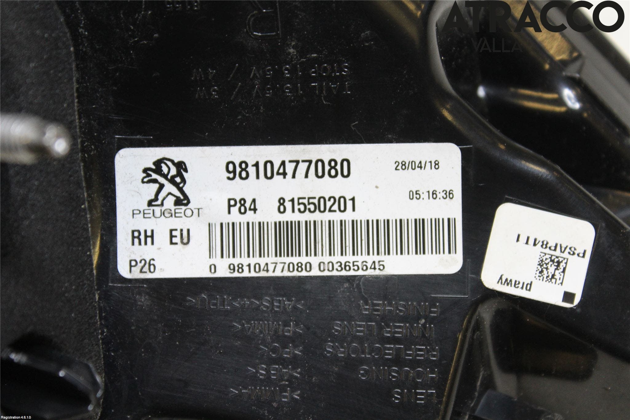 Peugeot 3008 17-24 Bakljus Höger